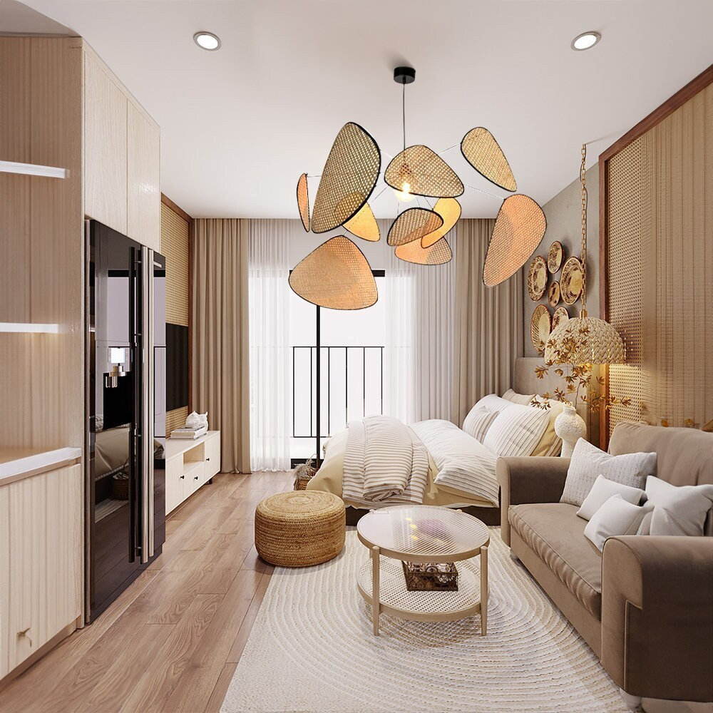 Japanese Rattan Hanging Light Retro Light Fixture-labpiecesign