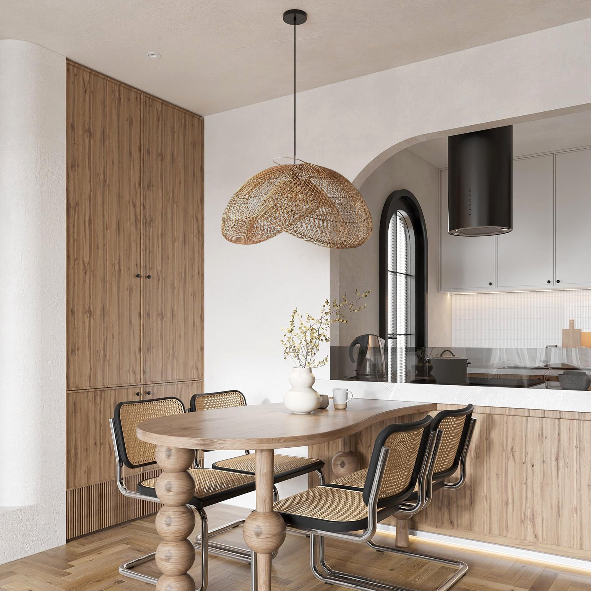 Cloud Shape Rattan Woven Chandelier Pendant-labpiecesign