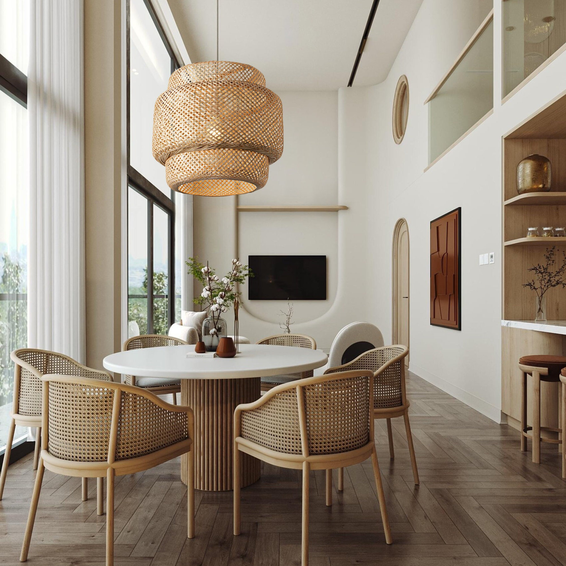 Tiered bamboo pendant light shade vintage diy lighting shade store-labpiecesign