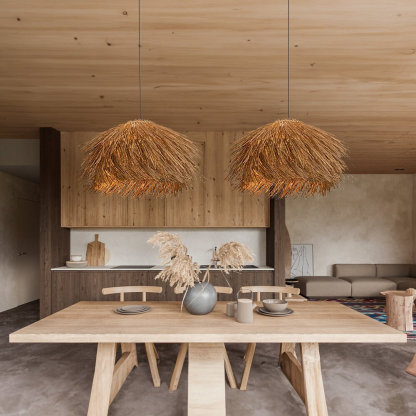 Japanese Style Vintage Grass Light Chandelier Rattan Pendant Light-labpiecesign