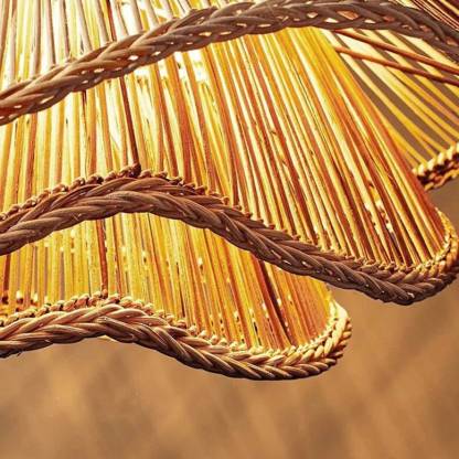 Vietnam Flower Rattan Pendant Light, Wicker Lampshade Chandelier, Bamboo Light Fixture Kitchen Dining Living Room, Woven Lantern Vintage-labpiecesign