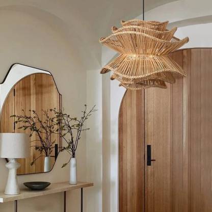 Vietnam Flower Rattan Pendant Light, Wicker Lampshade Chandelier, Bamboo Light Fixture Kitchen Dining Living Room, Woven Lantern Vintage-labpiecesign