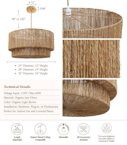 Shiloh Rattan Pendant Light - Bohemian Lampshade, Rattan Light Fixture-labpiecesign
