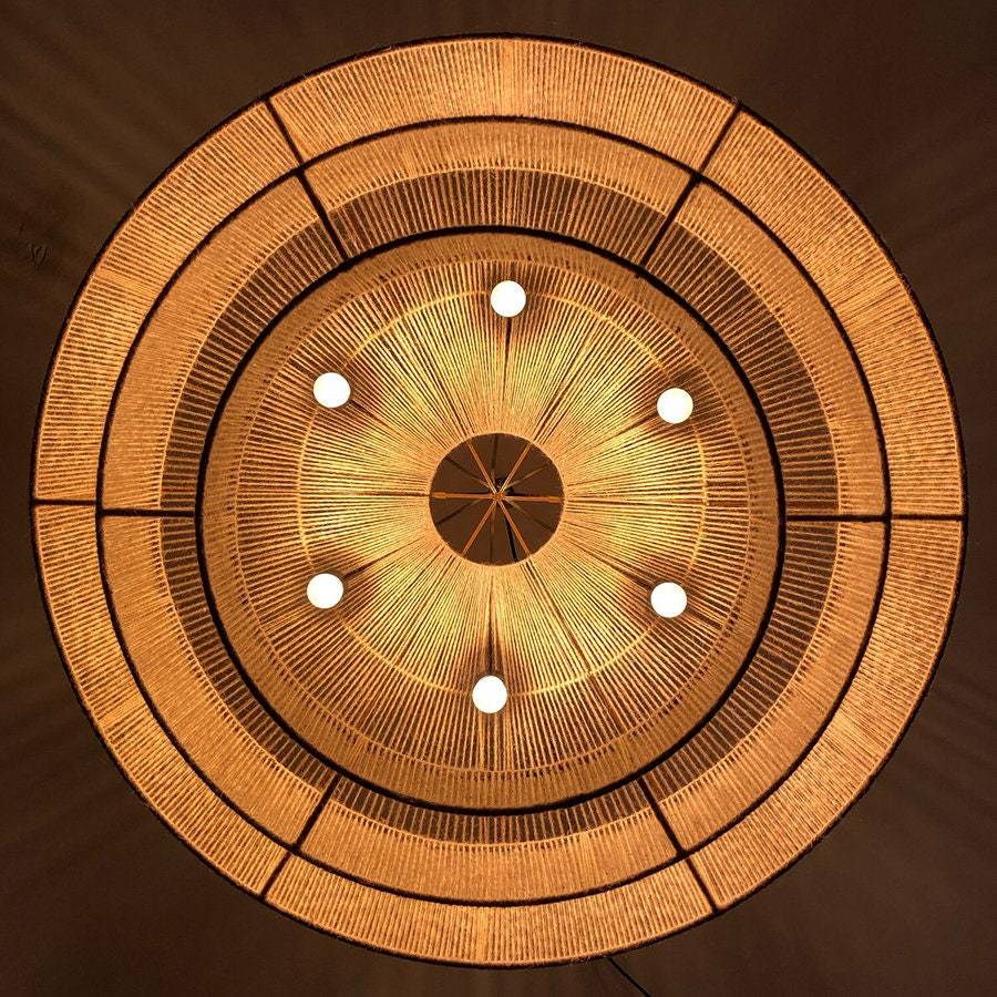 3-Tier Hemp Rope Round Handmade Weave Lantern Woven Pendant Light-labpiecesign