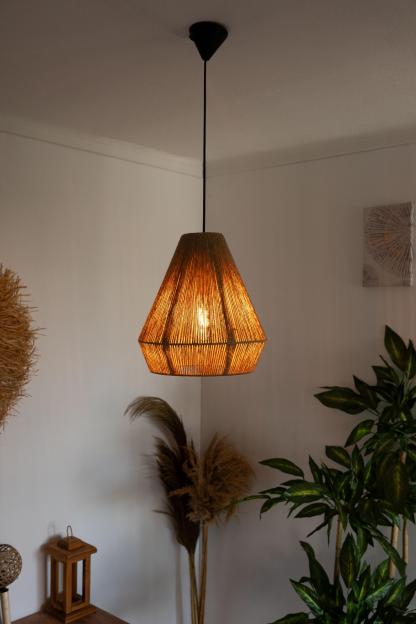 Wabi-sabi Japanese style hemp rope woven pendant light