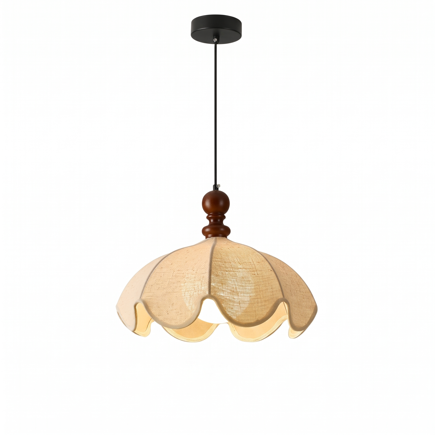Vintage Fabric Pendant Light –Wabi-Sabi Fabric Shade Hanging Ceiling Light for  Dining Room Bedroom and Living Room