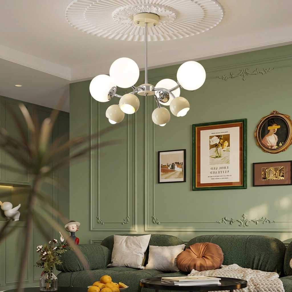 Medieval Bauhaus Cream Style Chandelier for Living Room