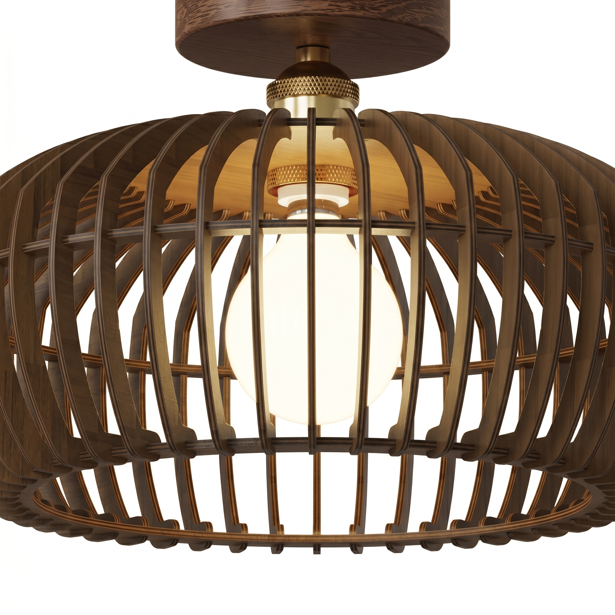 Retro Wabi-Sabi Style Wooden Ceiling Light for Bedrooms and Hallways
