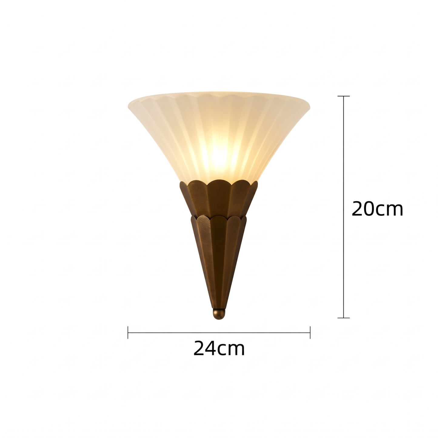 Vintage Scalloped Glass Wall Sconce Mid-Century Brass Accent Wall Lamp