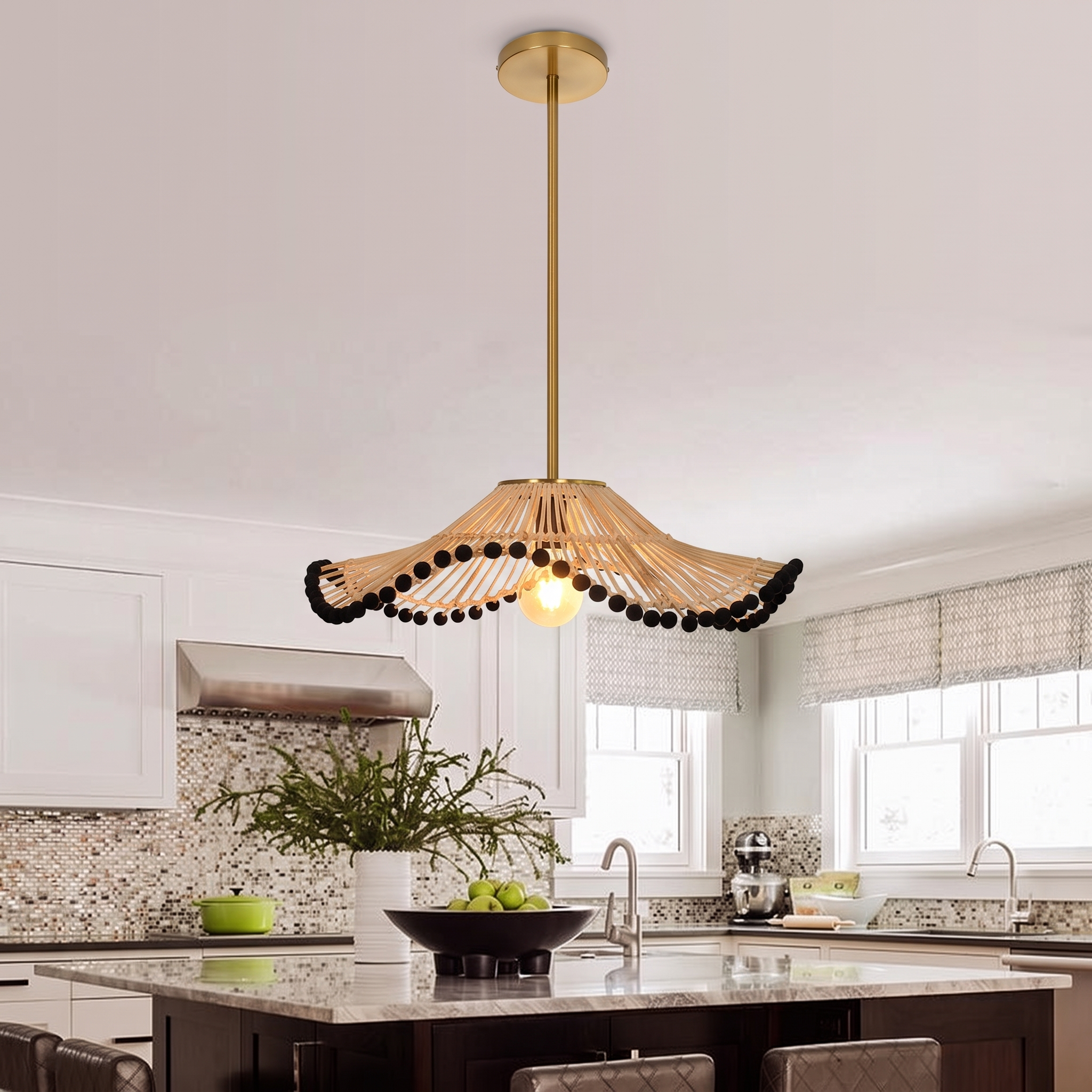 Retro Handmade Rattan Art Lamp Southeast Asian Style Pendant Light