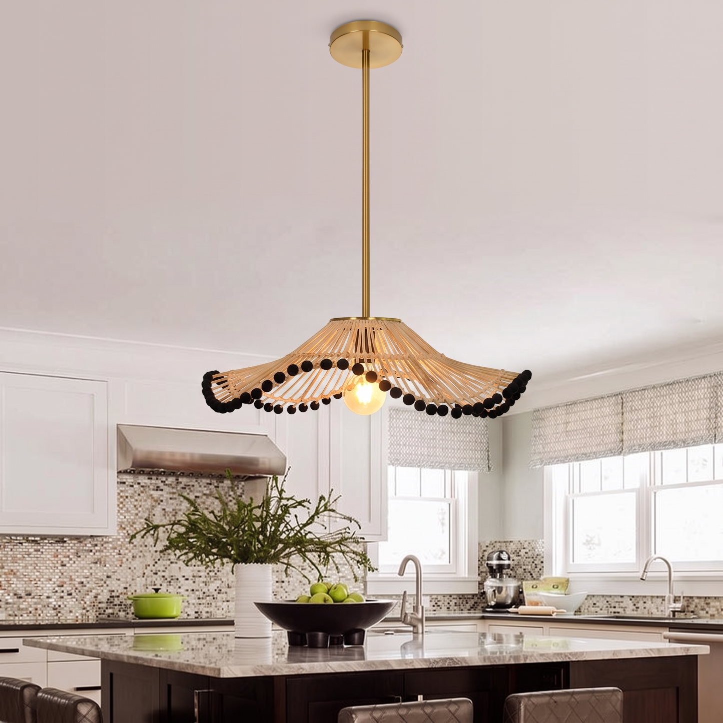Retro Handmade Rattan Art Lamp Southeast Asian Style Pendant Light
