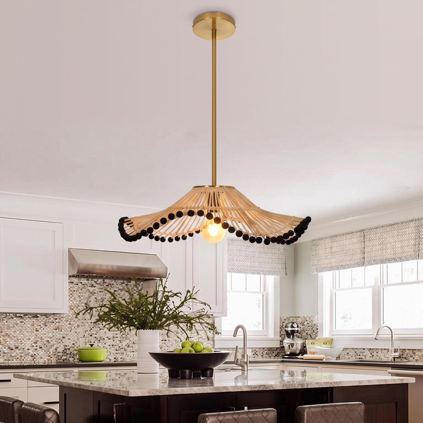 Retro Handmade Rattan Art Lamp Southeast Asian Style Pendant Light