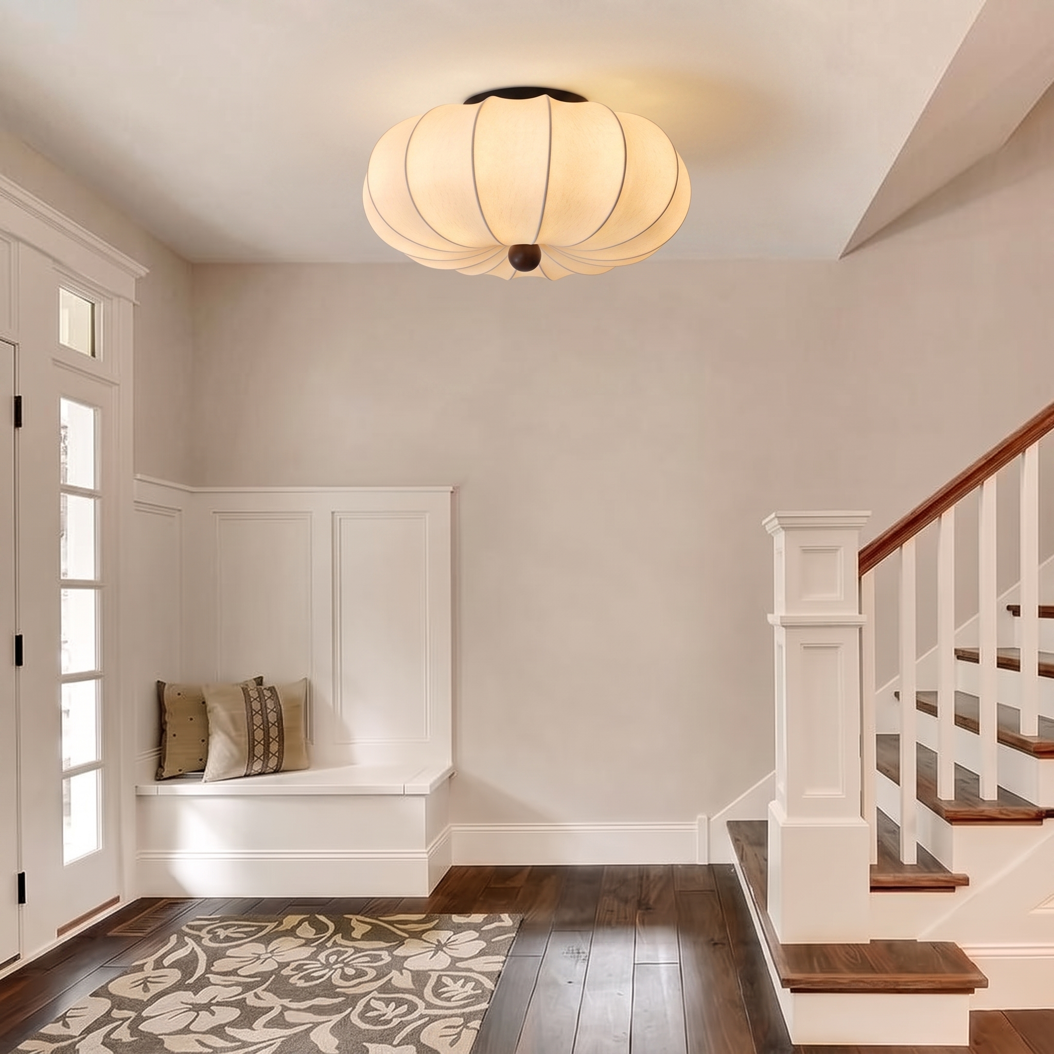Modern Minimalist Silk Flush Mount Ceiling Light for Bedroom Hallway Balcony