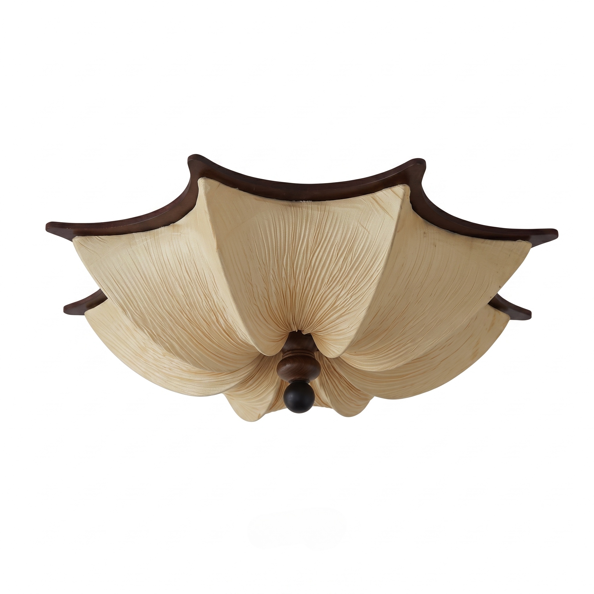 Lotus Fabric Flush Mount Ceiling Light,Vintage Wabi-Sabi  Lamp for Living Room Bedroom