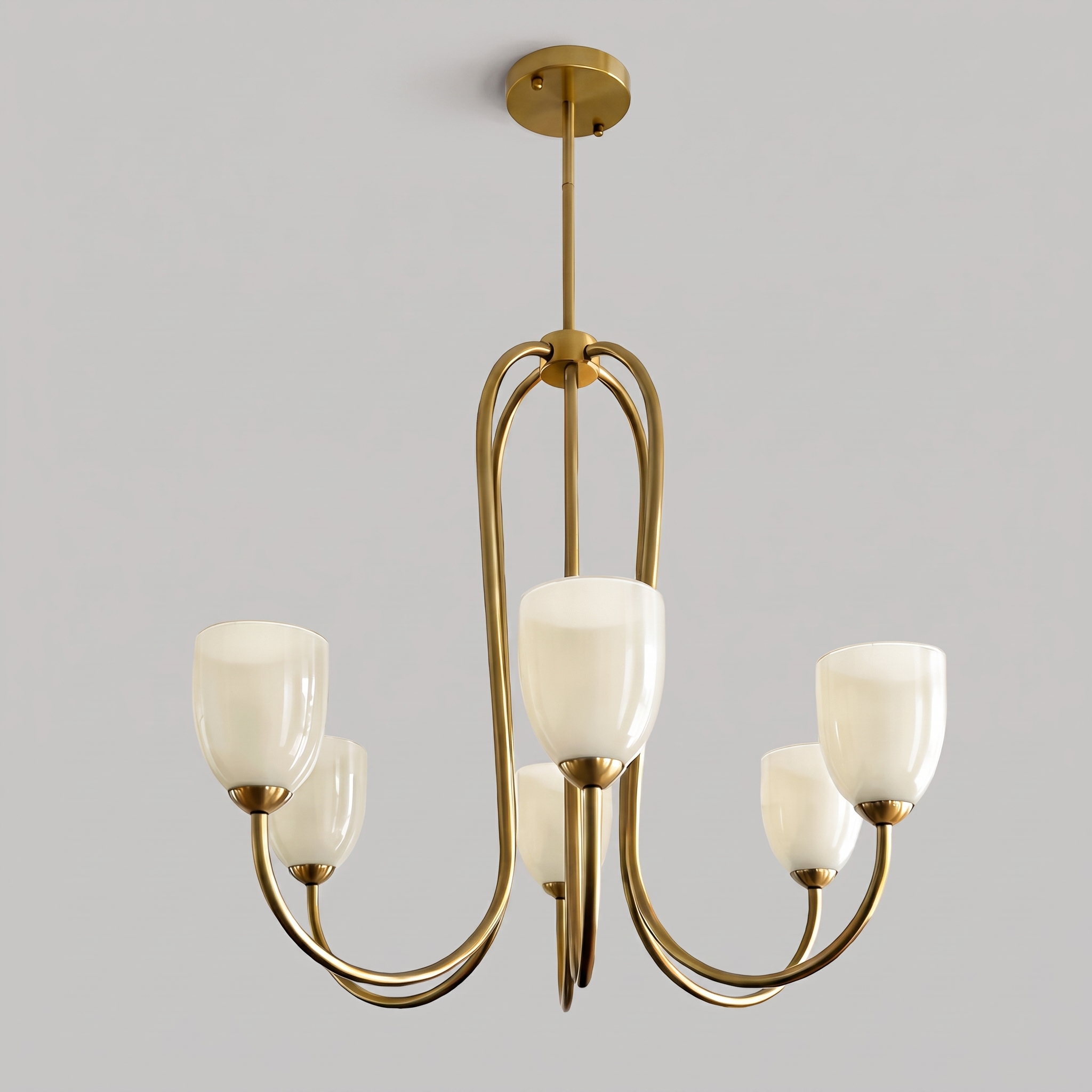 Mid Century Brass Tulip Chandelier for Kitchen Island Living Room