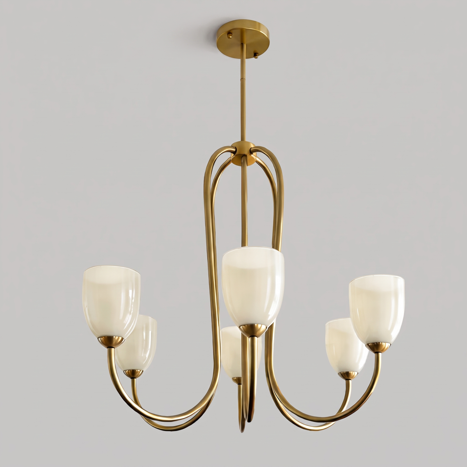 Mid Century Brass Tulip Chandelier for Kitchen Island Living Room