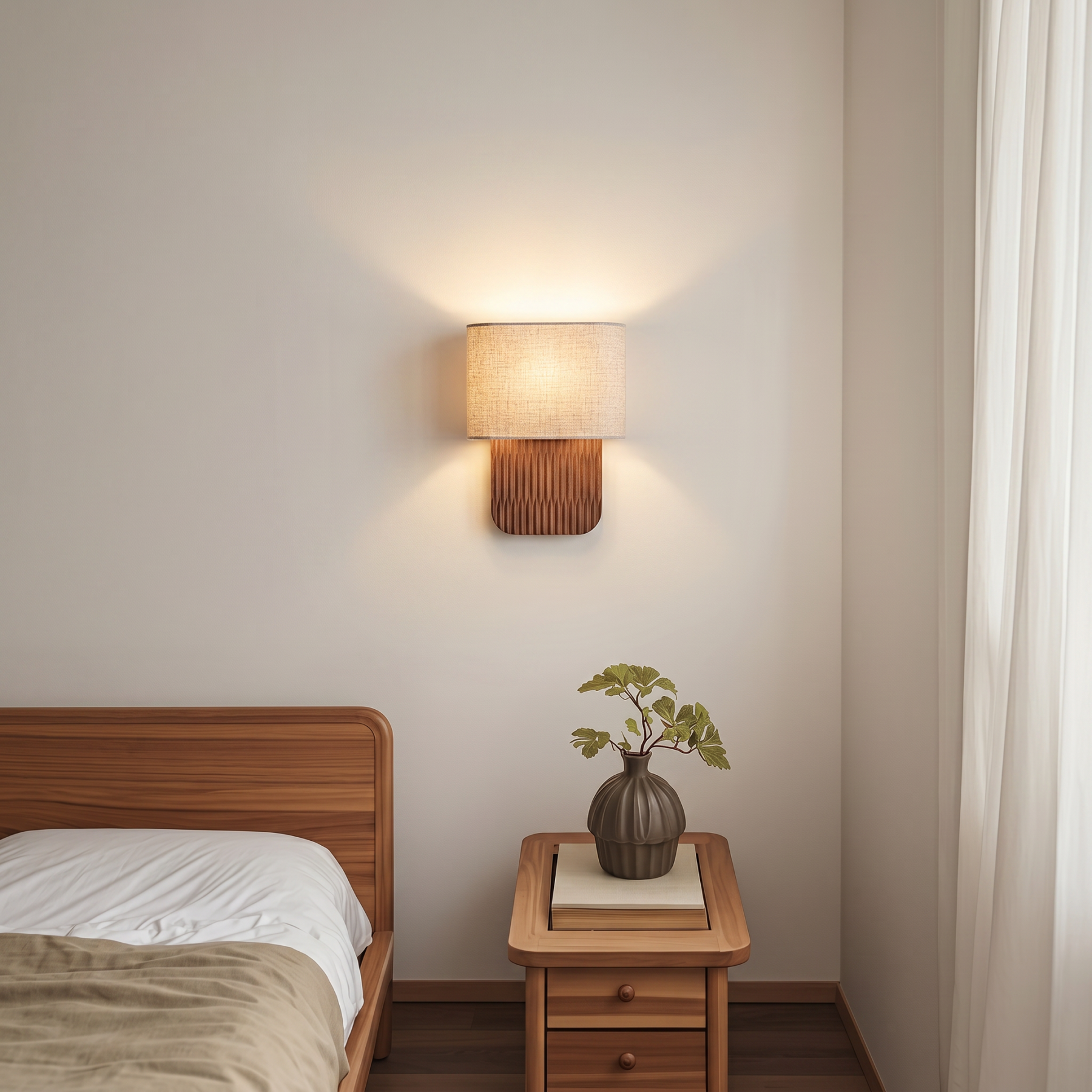 Modern Rustic Fabric Wall Lamp for Bedroom & Hallway