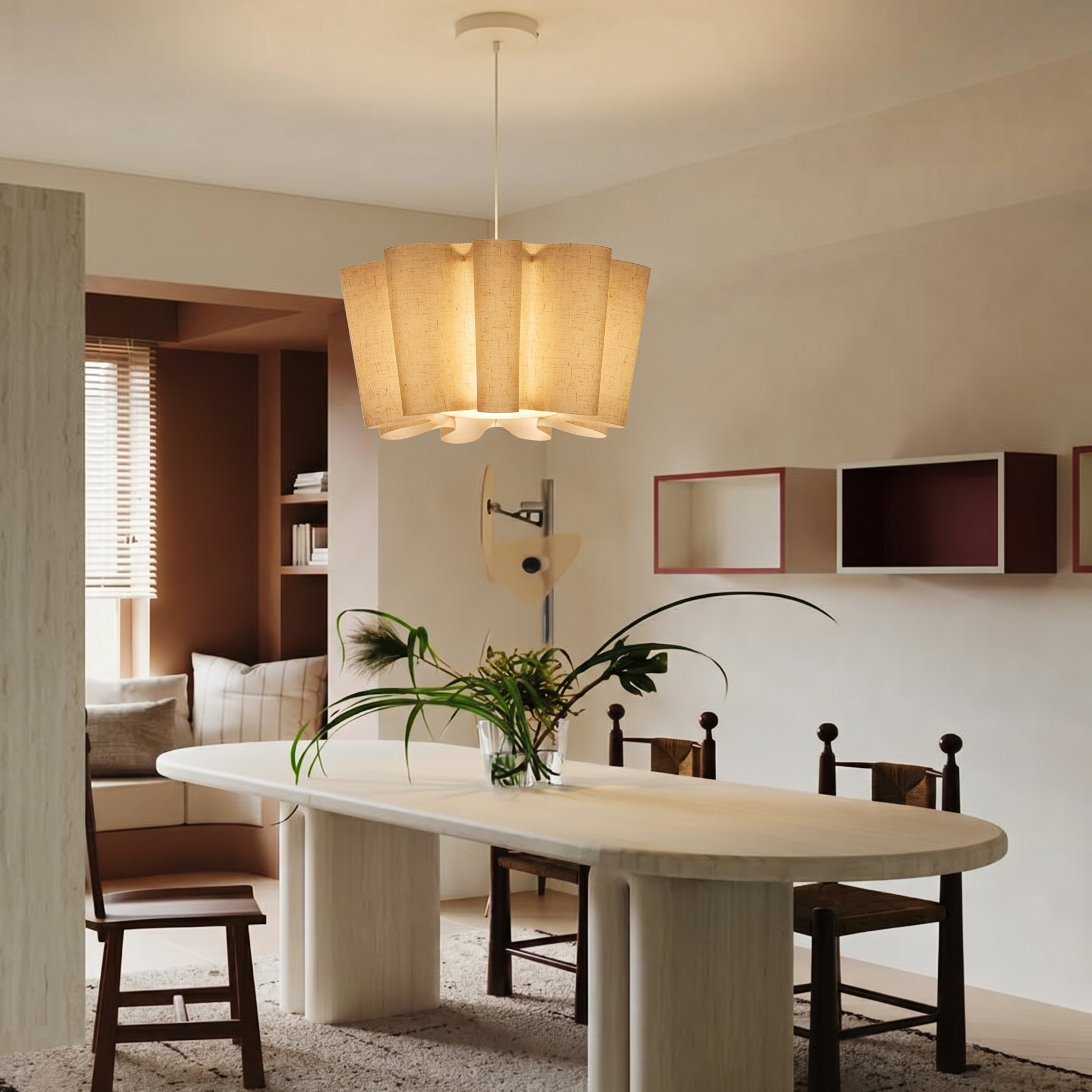 Wabi-Sabi Style Fabric Pendant Light for Kitchen Island Living Room