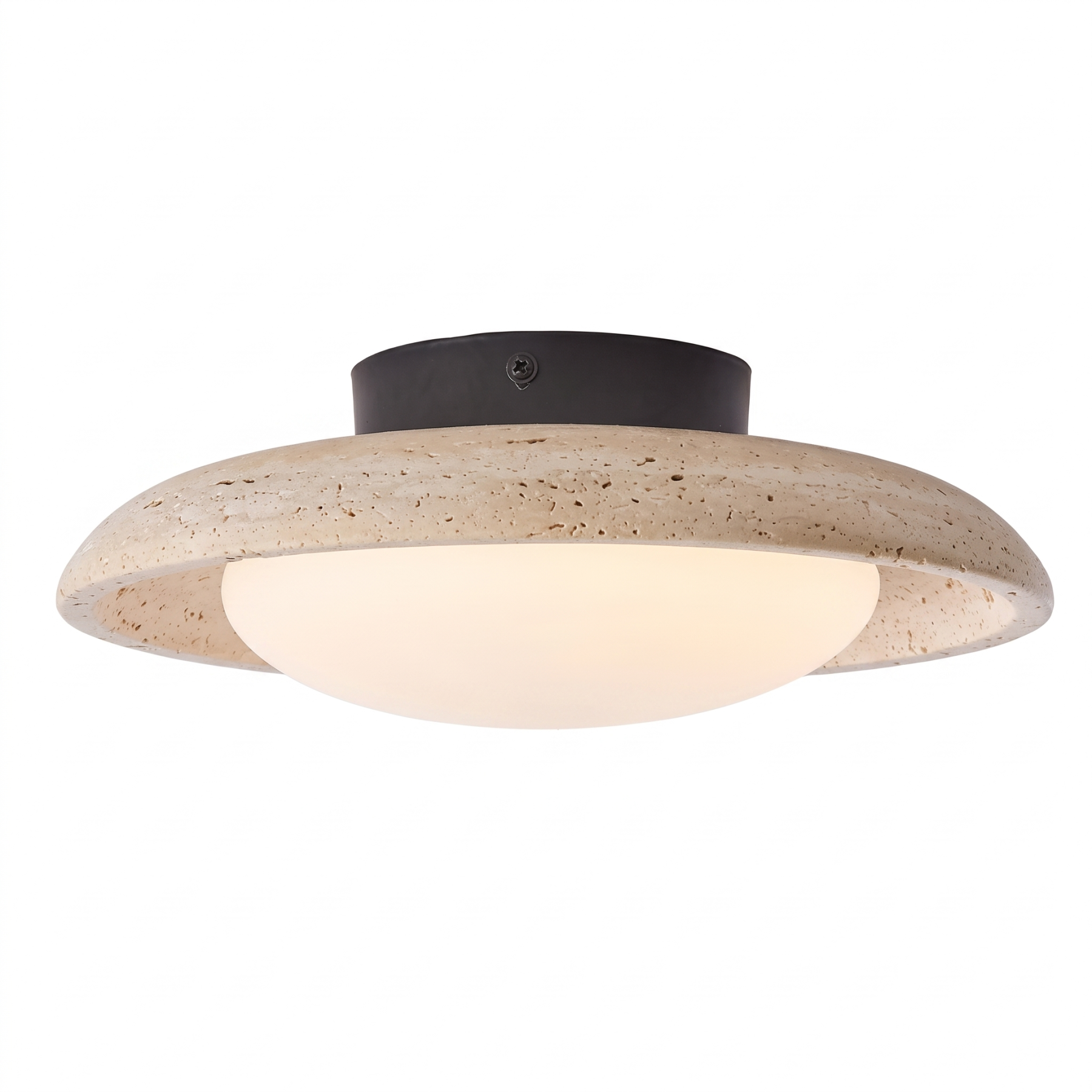 Wabi-Sabi Retro Yellow Travertine Flush Mount Ceiling Light for for Living Room Bedroom Entryway