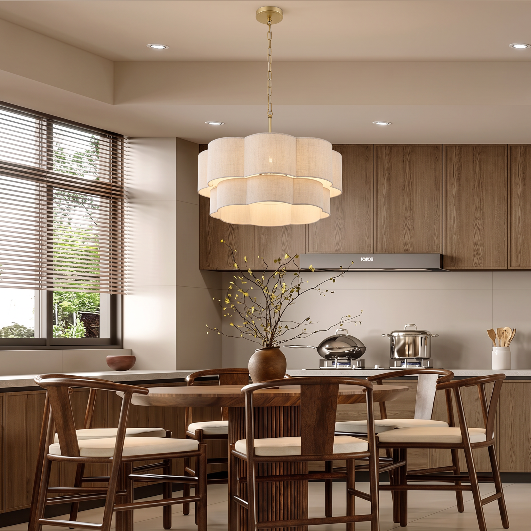 Modern Woven 2-Tier Rope Drum Chandelier for Dining Room Kitchen Island