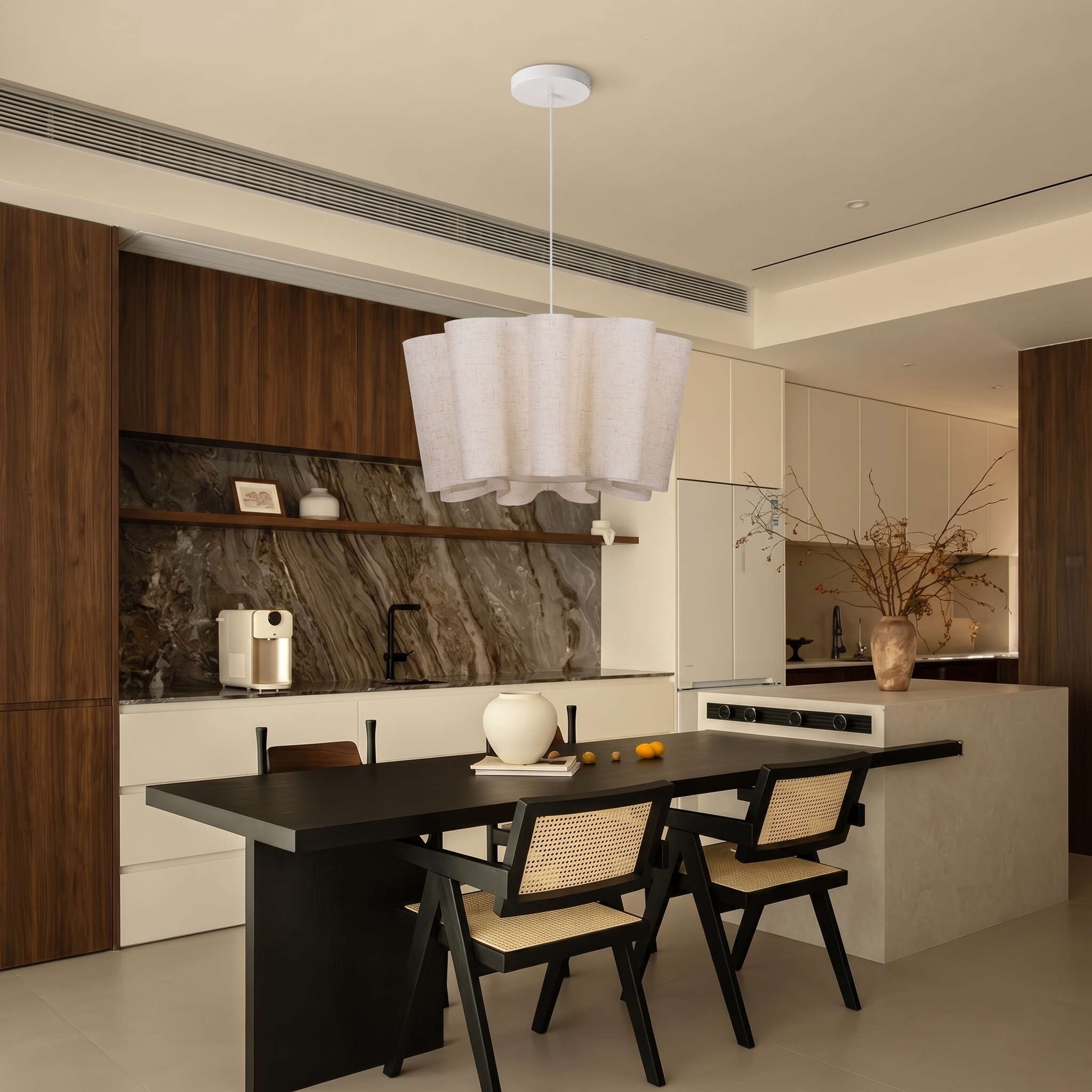 Wabi-Sabi Style Fabric Pendant Light for Kitchen Island Living Room