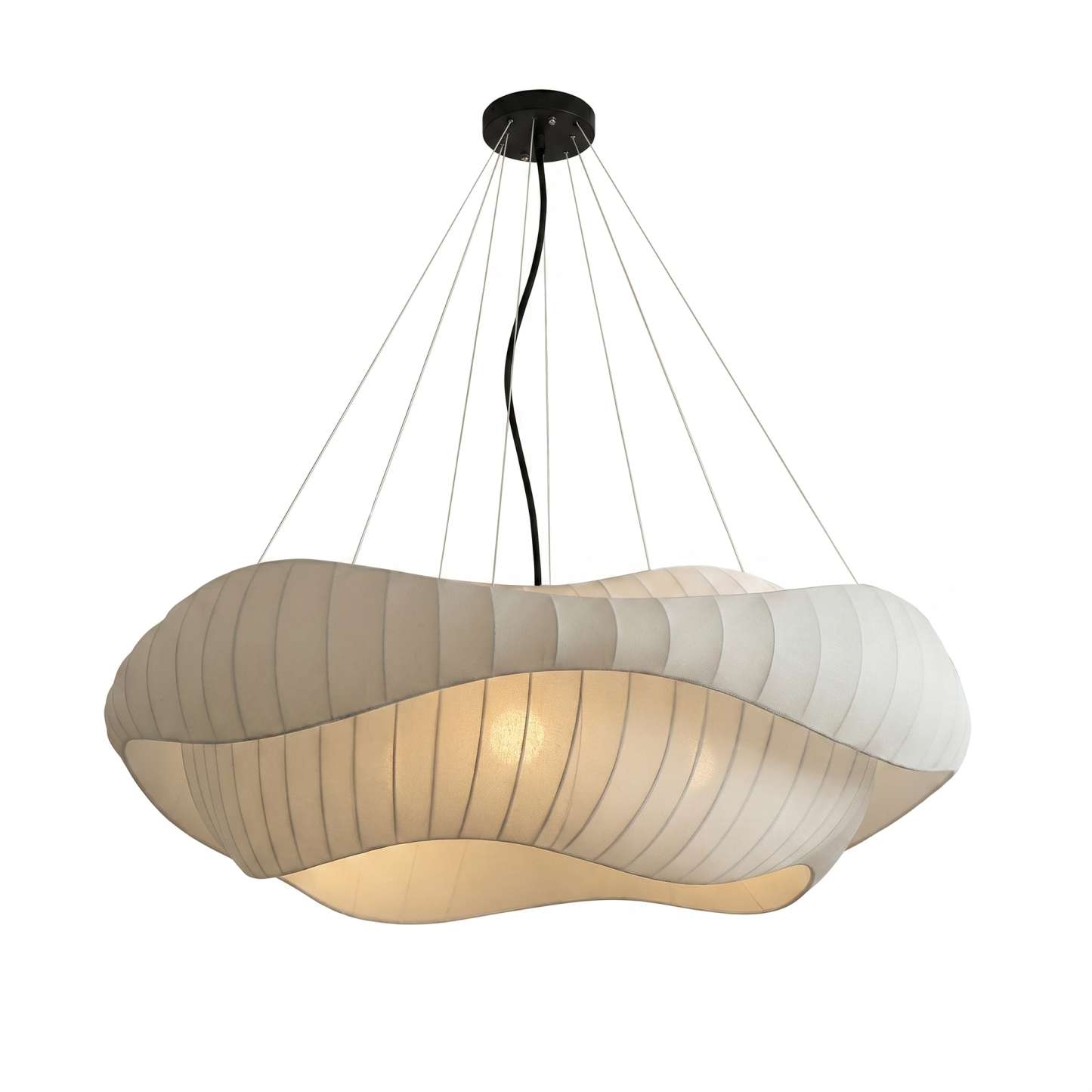 Modern Nordic  Minimalist Wavy Fabric Pendant Light for Living Room