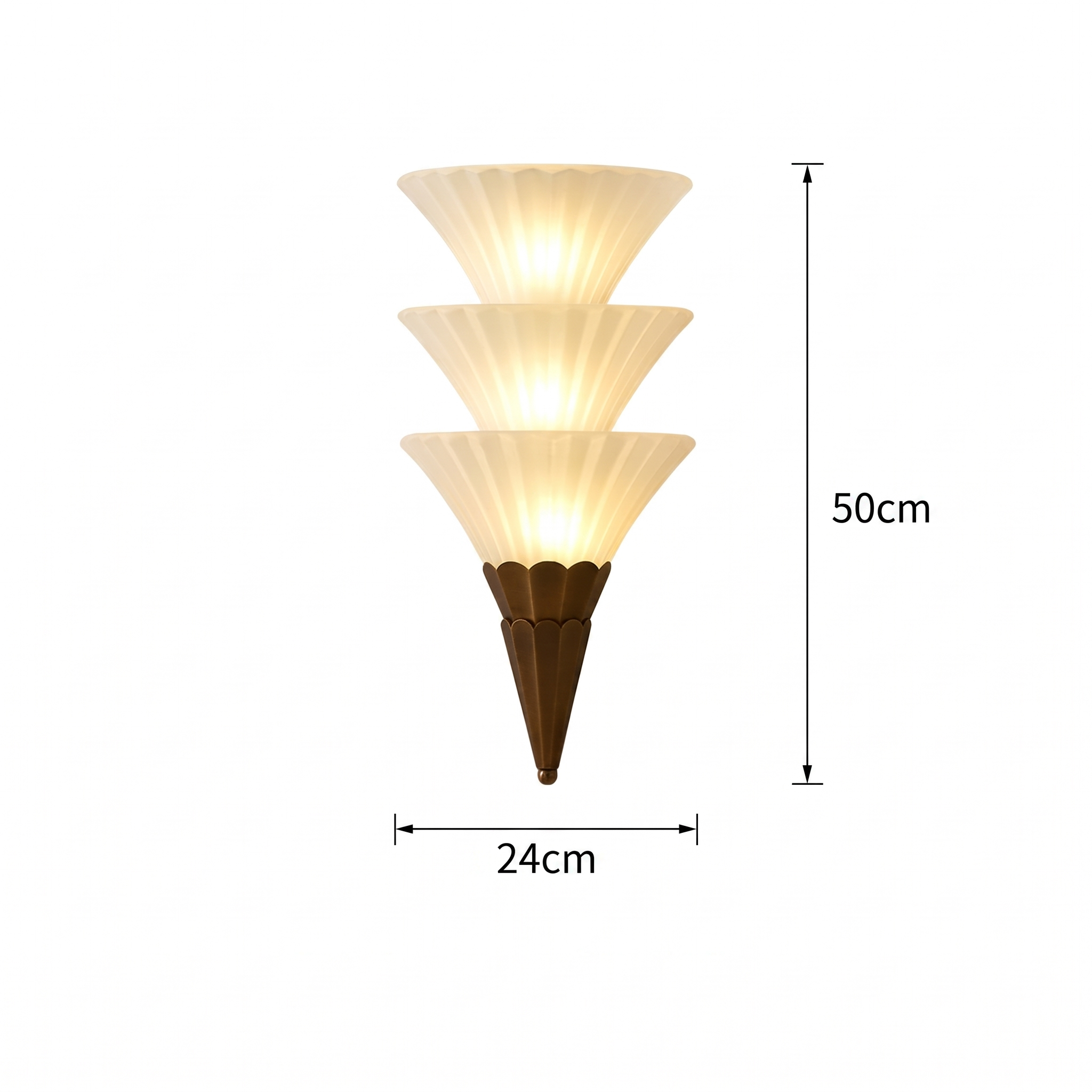 Vintage Scalloped Glass Wall Sconce Mid-Century Brass Accent Wall Lamp