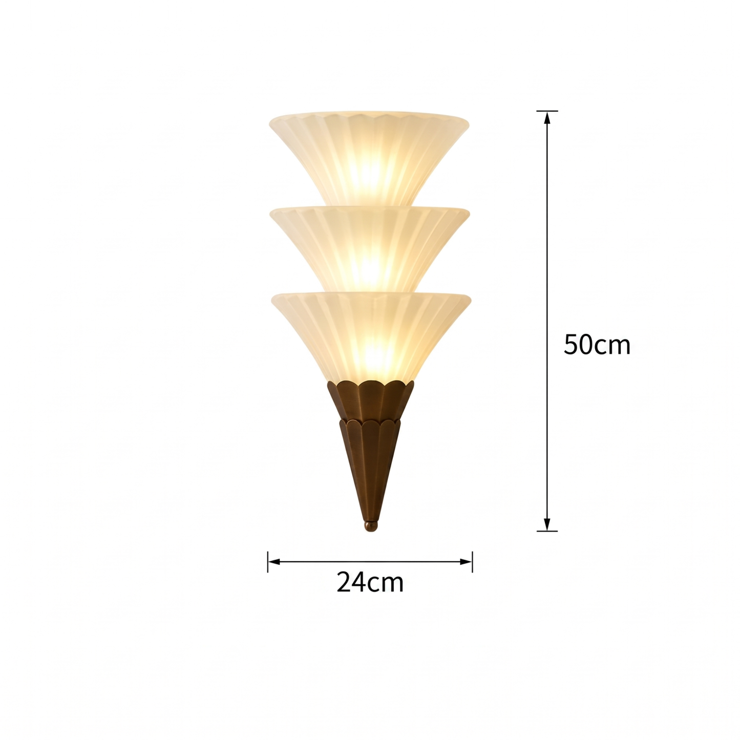 Vintage Scalloped Glass Wall Sconce Mid-Century Brass Accent Wall Lamp