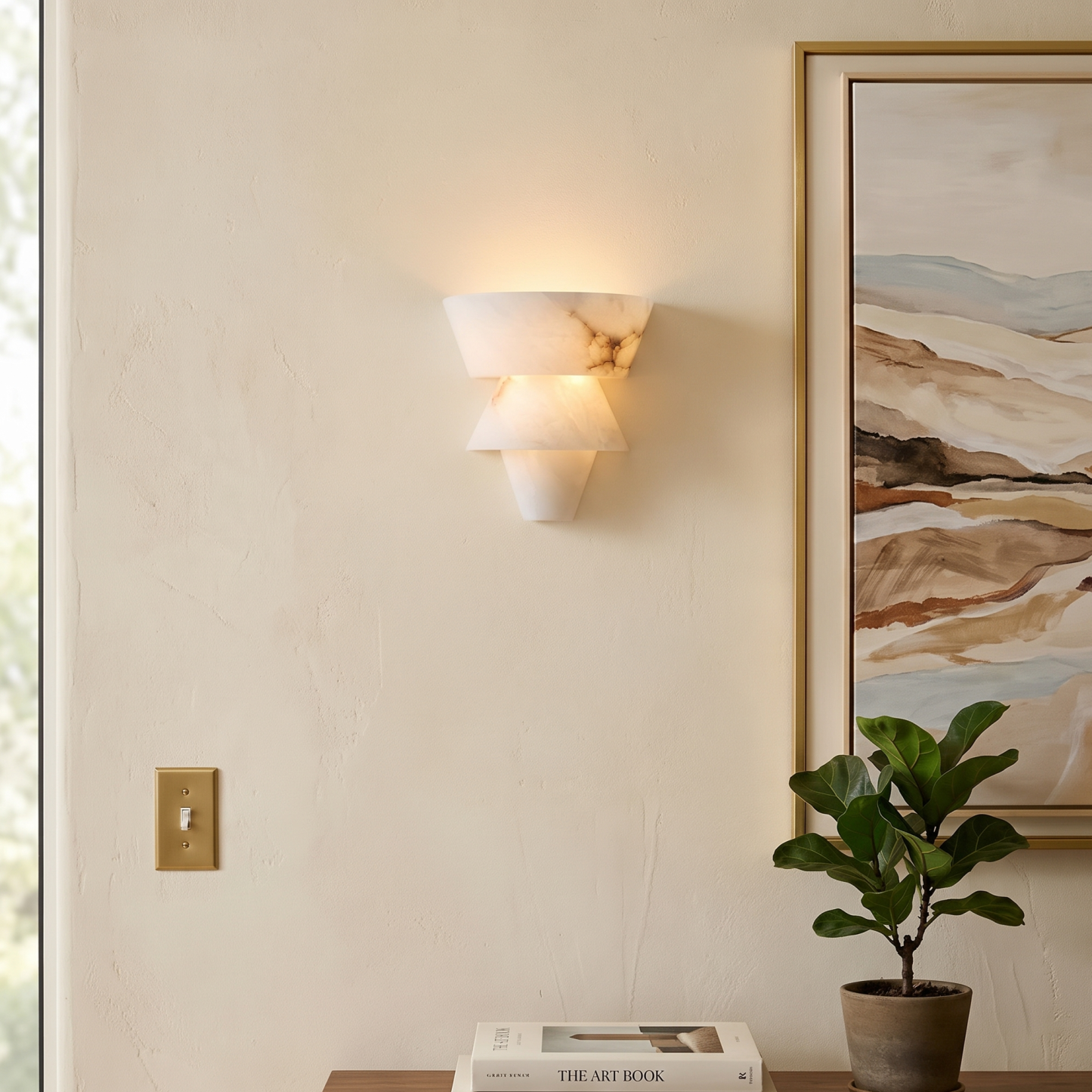 Modern Marble Geometric Wall Sconce for Living Room Bedroom Entryway