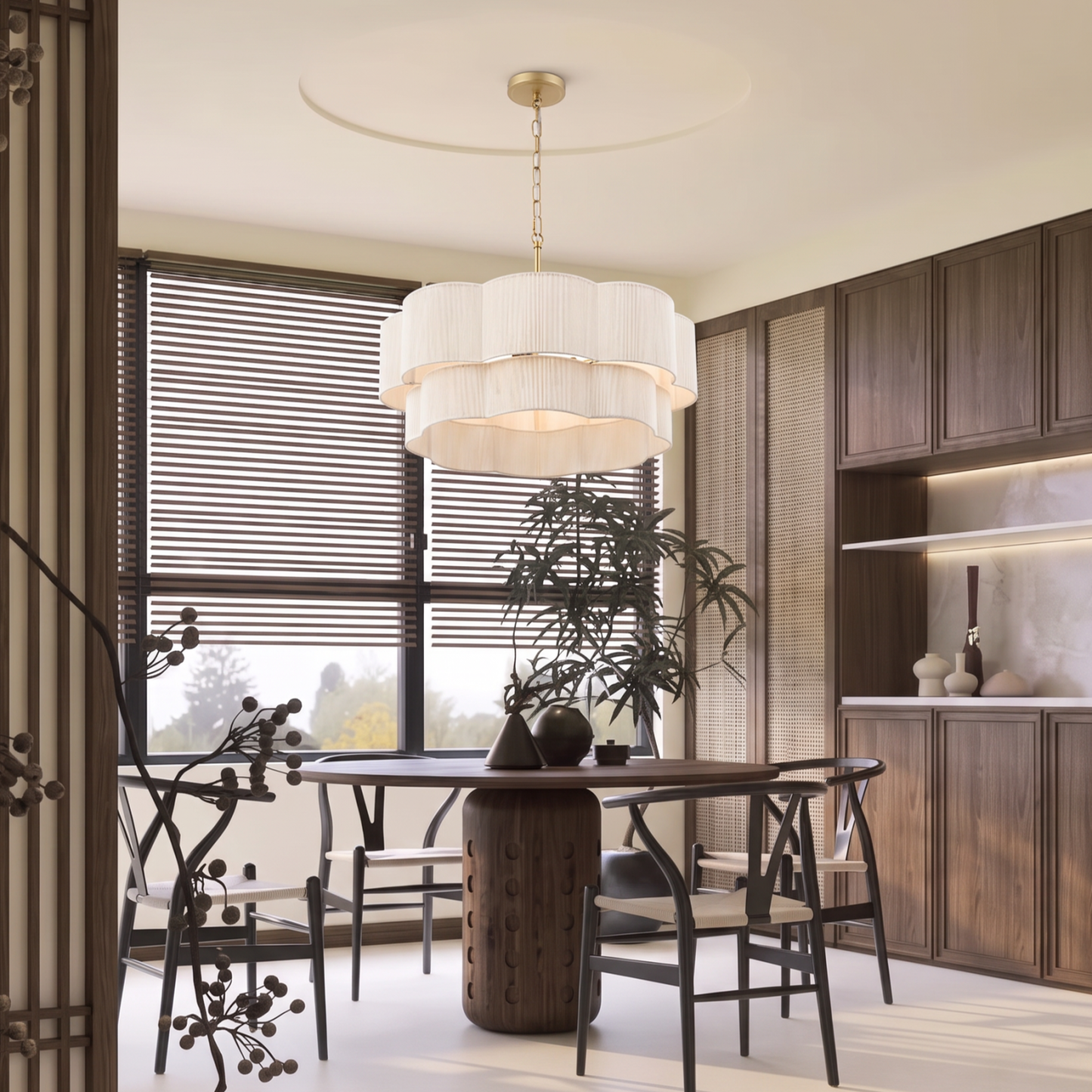 Modern Woven 2-Tier Rope Drum Chandelier for Dining Room Kitchen Island