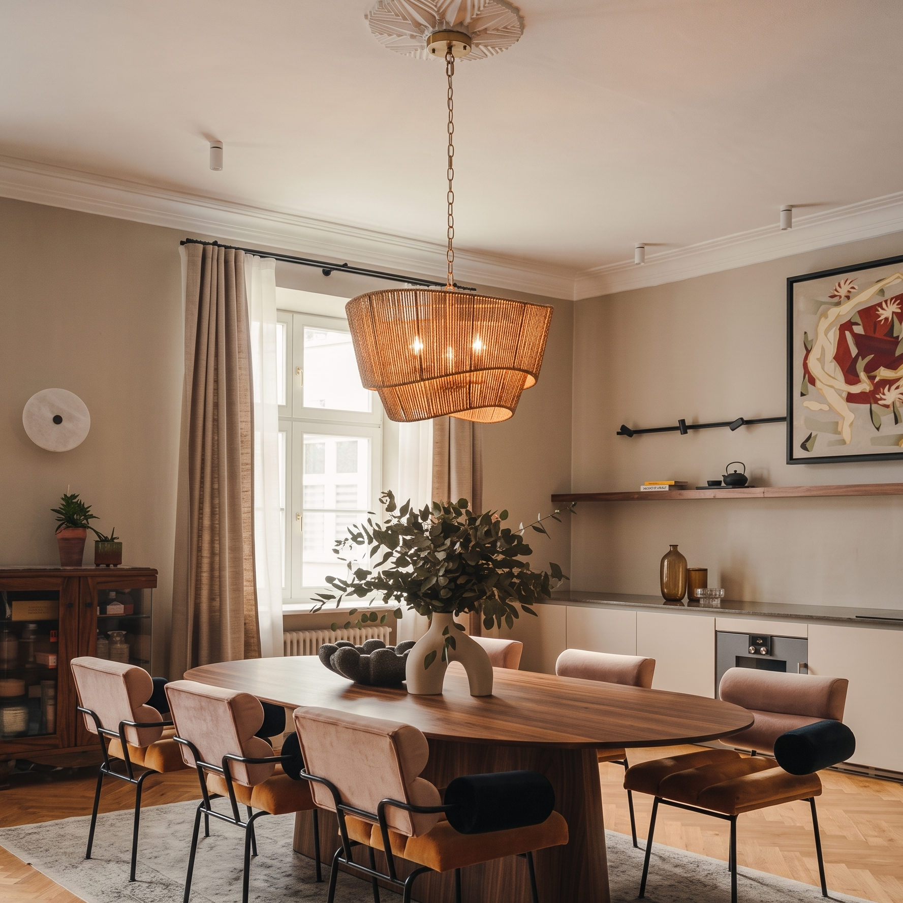 Natural Handwoven Rope Layered Chandelier Modern Farmhouse Pendant Light