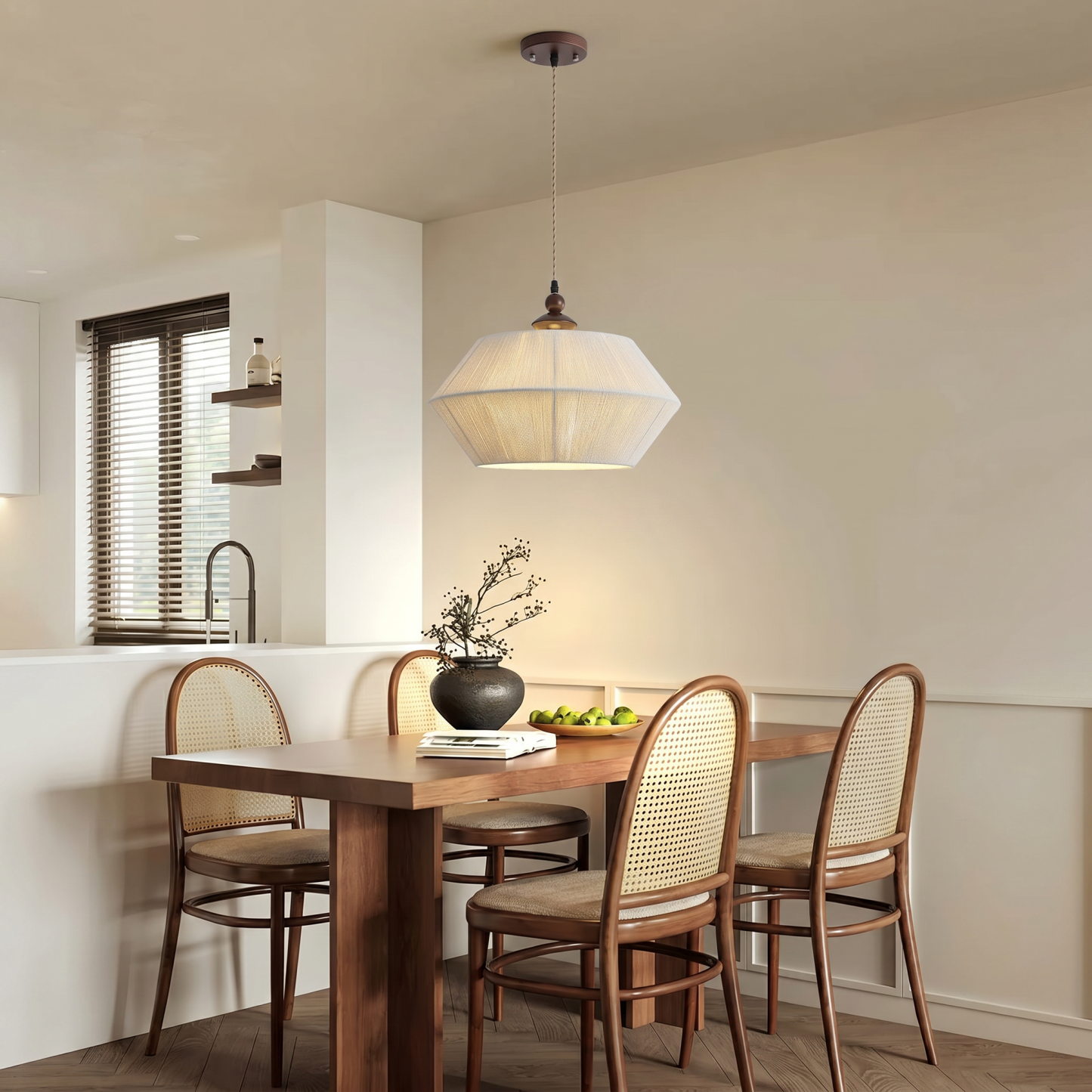 Japanese Style Handwoven Rope Pendant Light for Dining Room Living Room