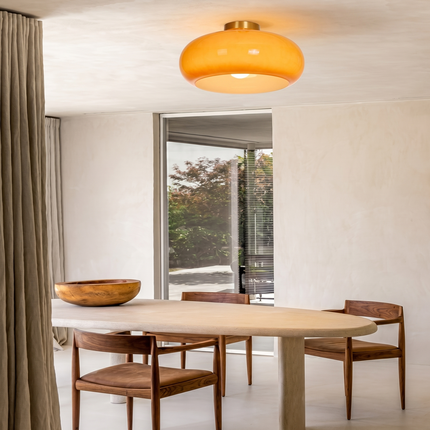  Mid-Century Modern Glass Flush Mount Ceiling Light for Bedroom Hallway Entryway