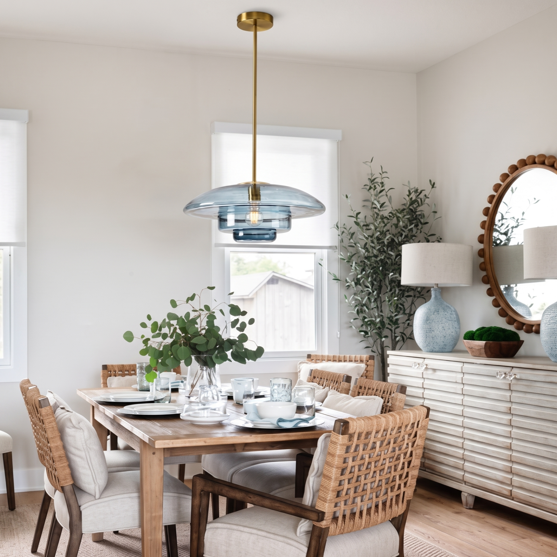 Vintage Bauhaus Tiered Glass Pendant Light for Living Room