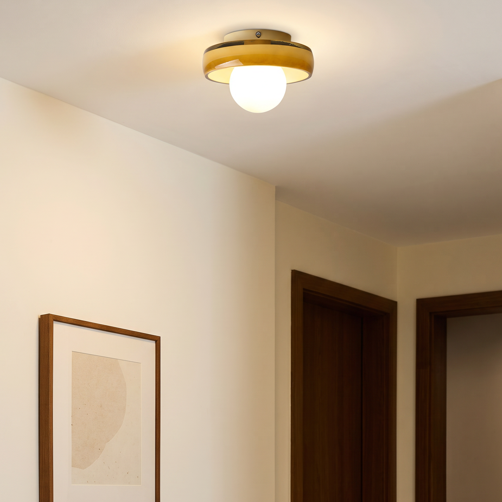 Modern Glass Flush Mount Ceiling Light for Bedroom Hallway Balcony