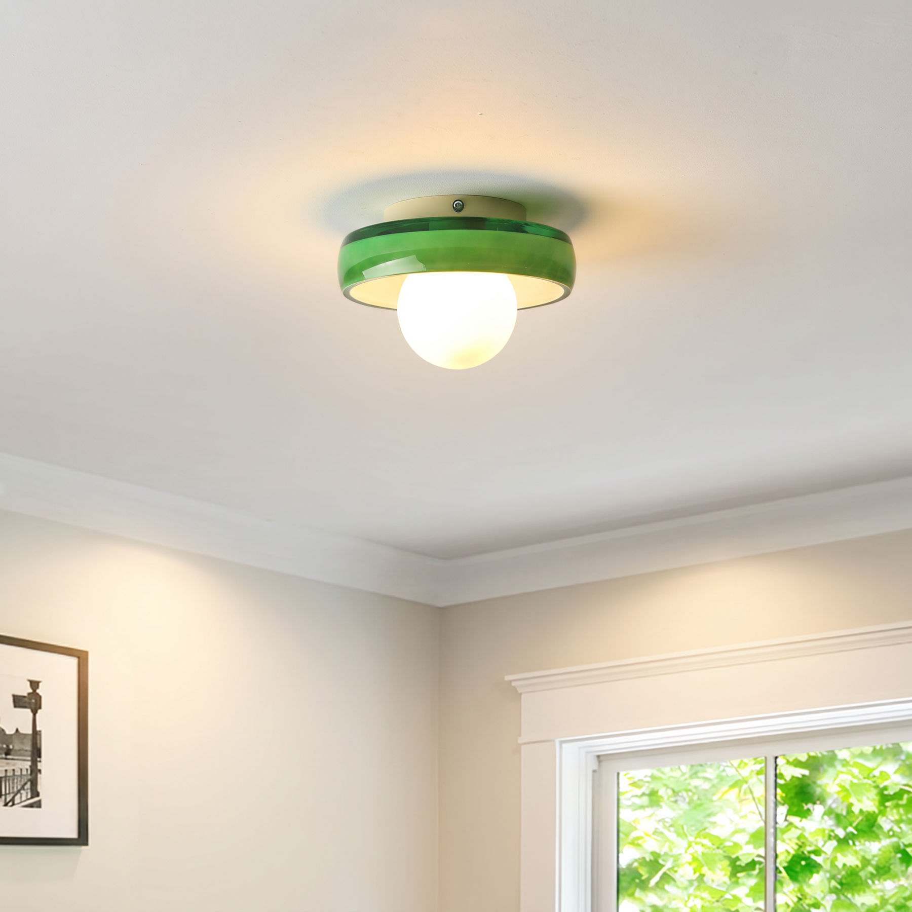 Modern Glass Flush Mount Ceiling Light for Bedroom Hallway Balcony