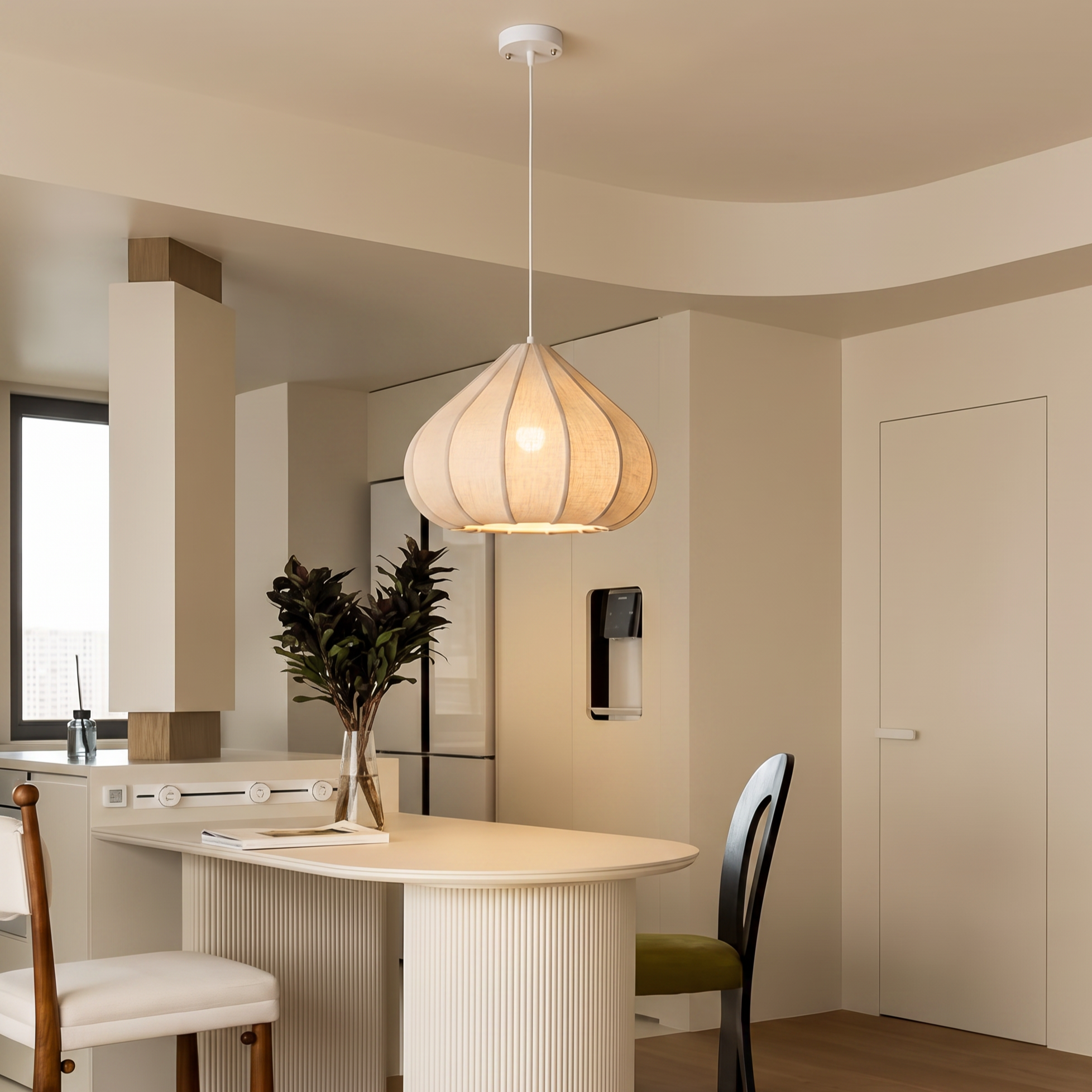 Nordic Vintage Fabric Pendant Light for Bedroom Living Room