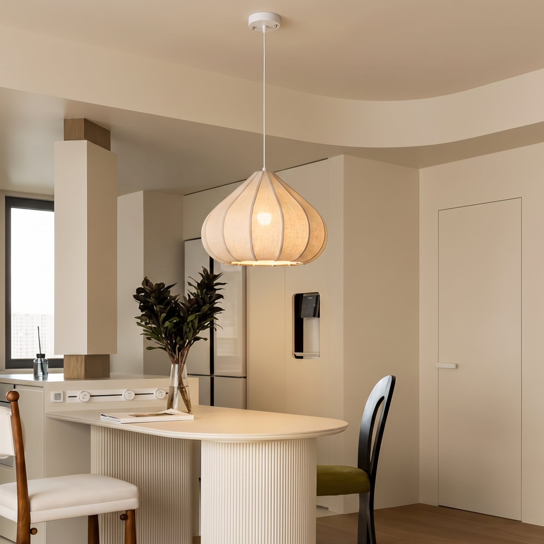 Nordic Vintage Fabric Pendant Light for Bedroom Living Room