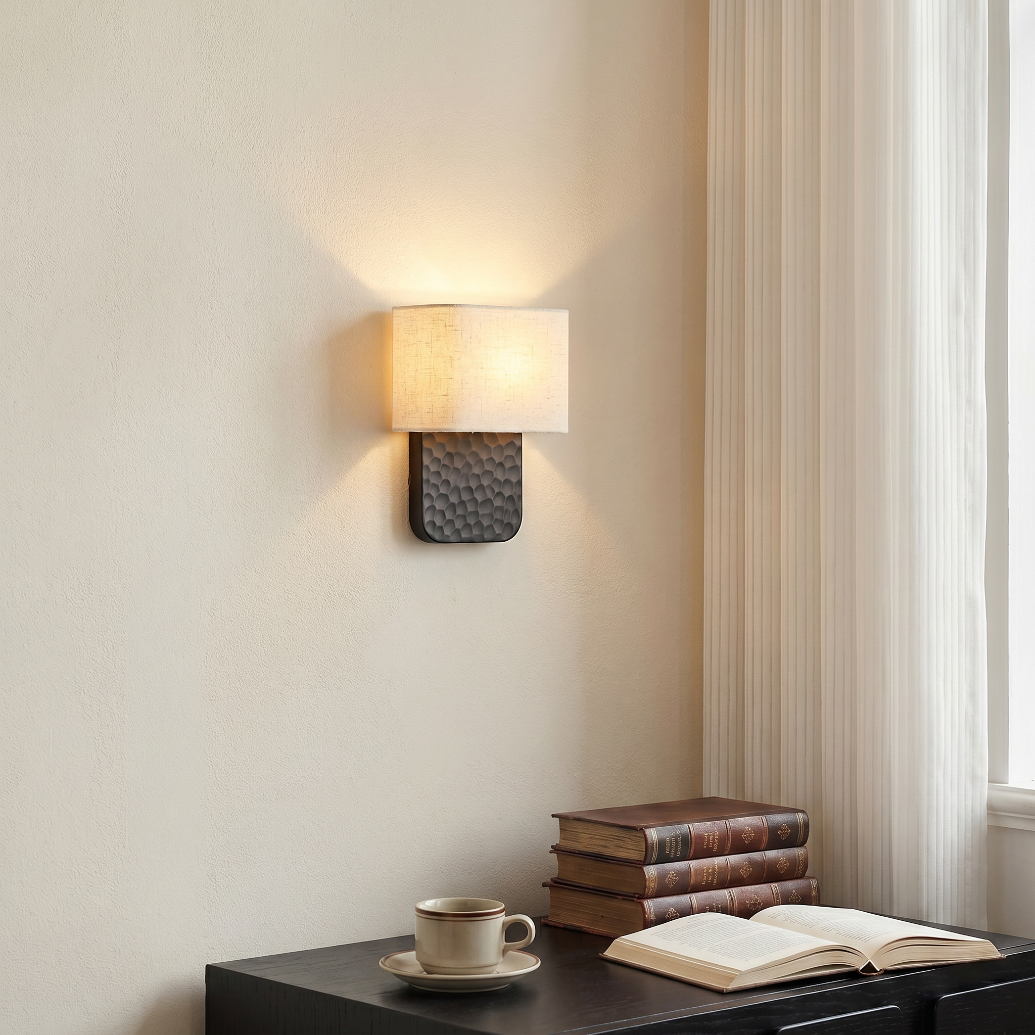 Modern Rustic Fabric Wall Lamp for Bedroom & Hallway