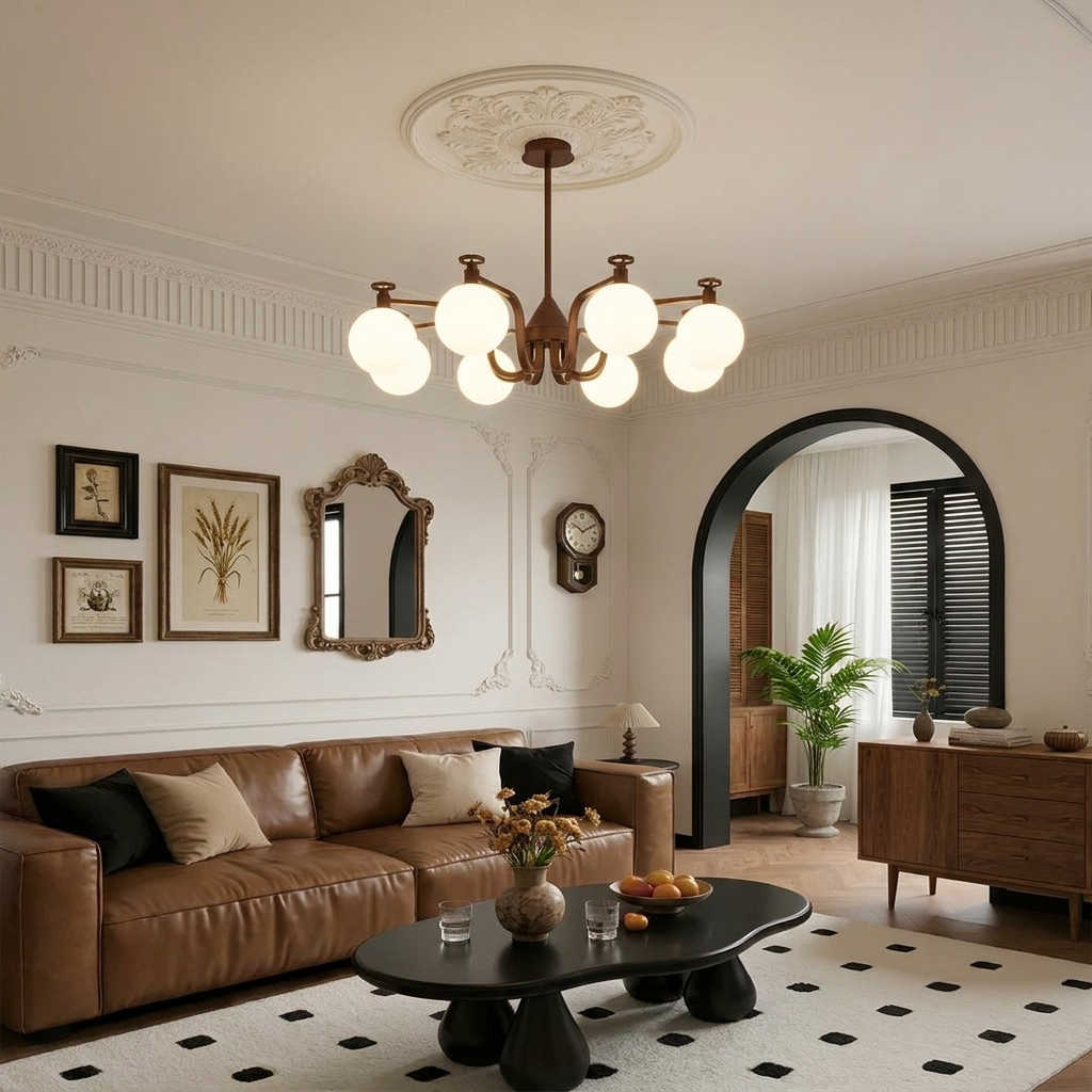 French Retro Glass Magic Bean Chandelier for Living Room