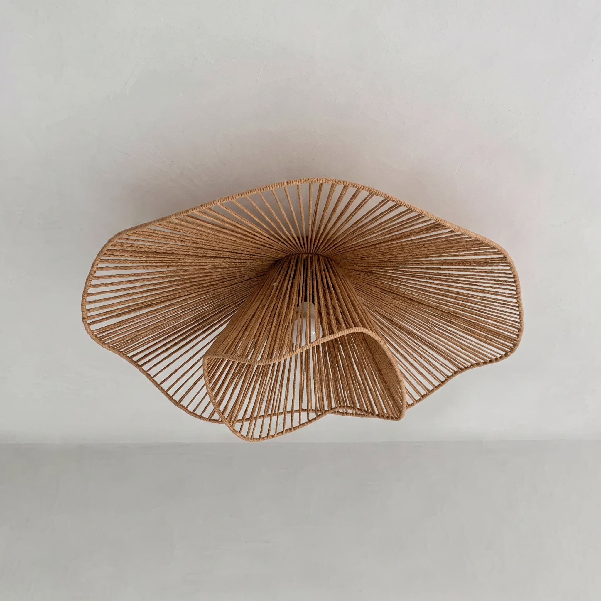 Retro Wavy Woven Paper Rope Flush Mount Ceiling Light  for Living Room Bedroom