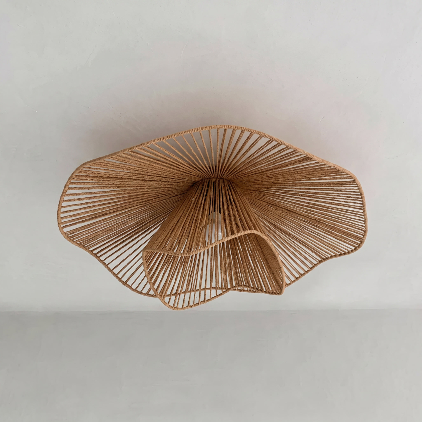 Retro Wavy Woven Paper Rope Flush Mount Ceiling Light  for Living Room Bedroom
