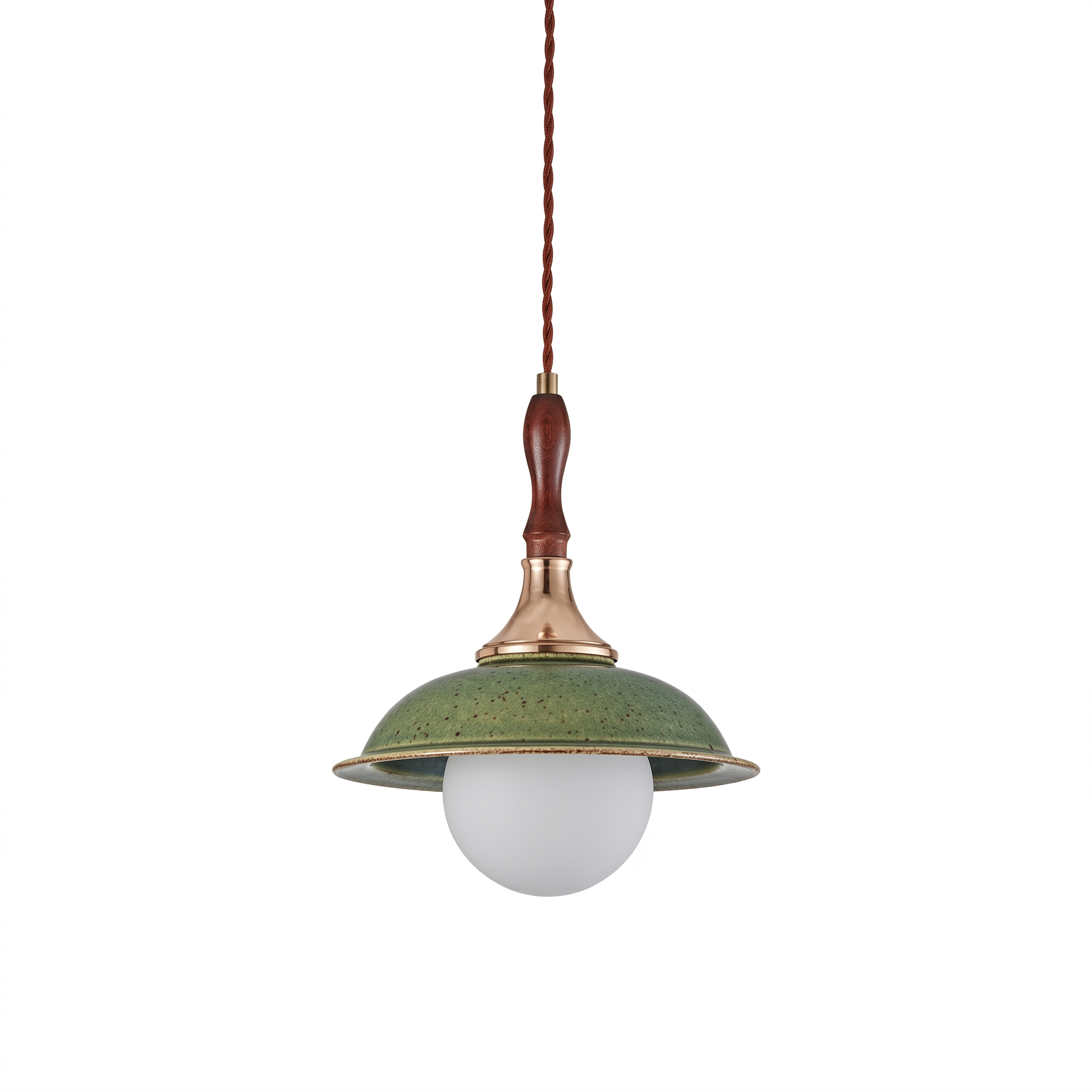 Wabi-Sabi Green Ceramic Hanging Pendant Light for for Dining Room Kitchen Island Cafe