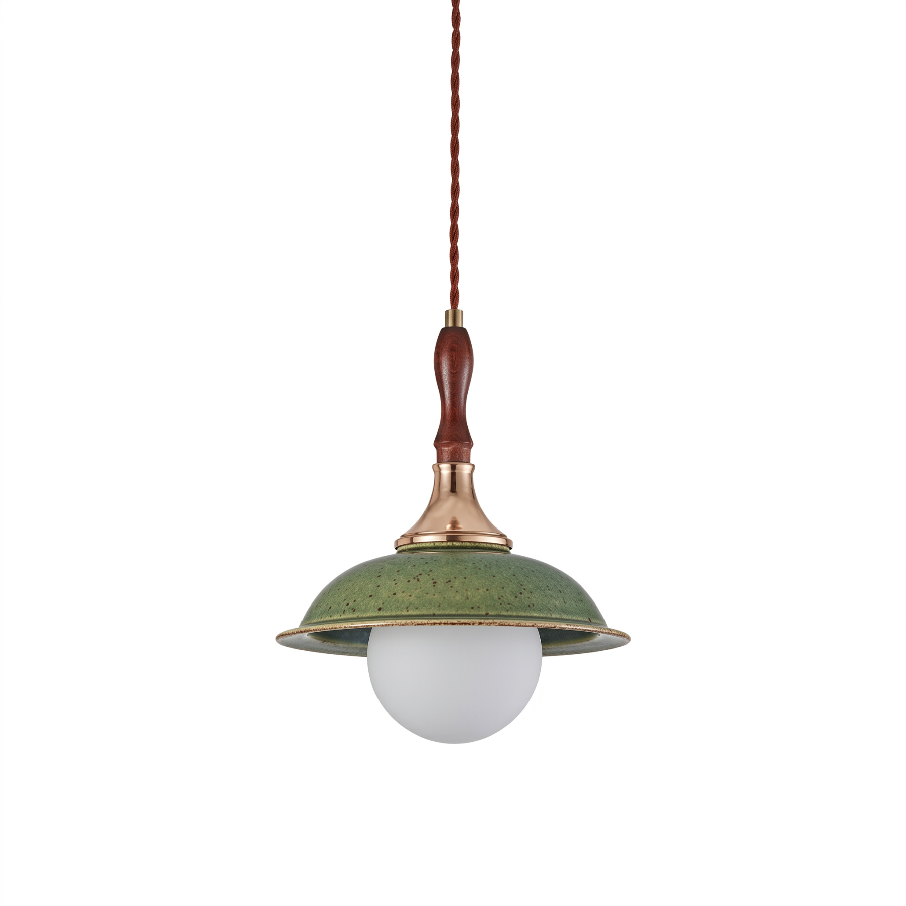 Wabi-Sabi Green Ceramic Hanging Pendant Light for for Dining Room Kitchen Island Cafe
