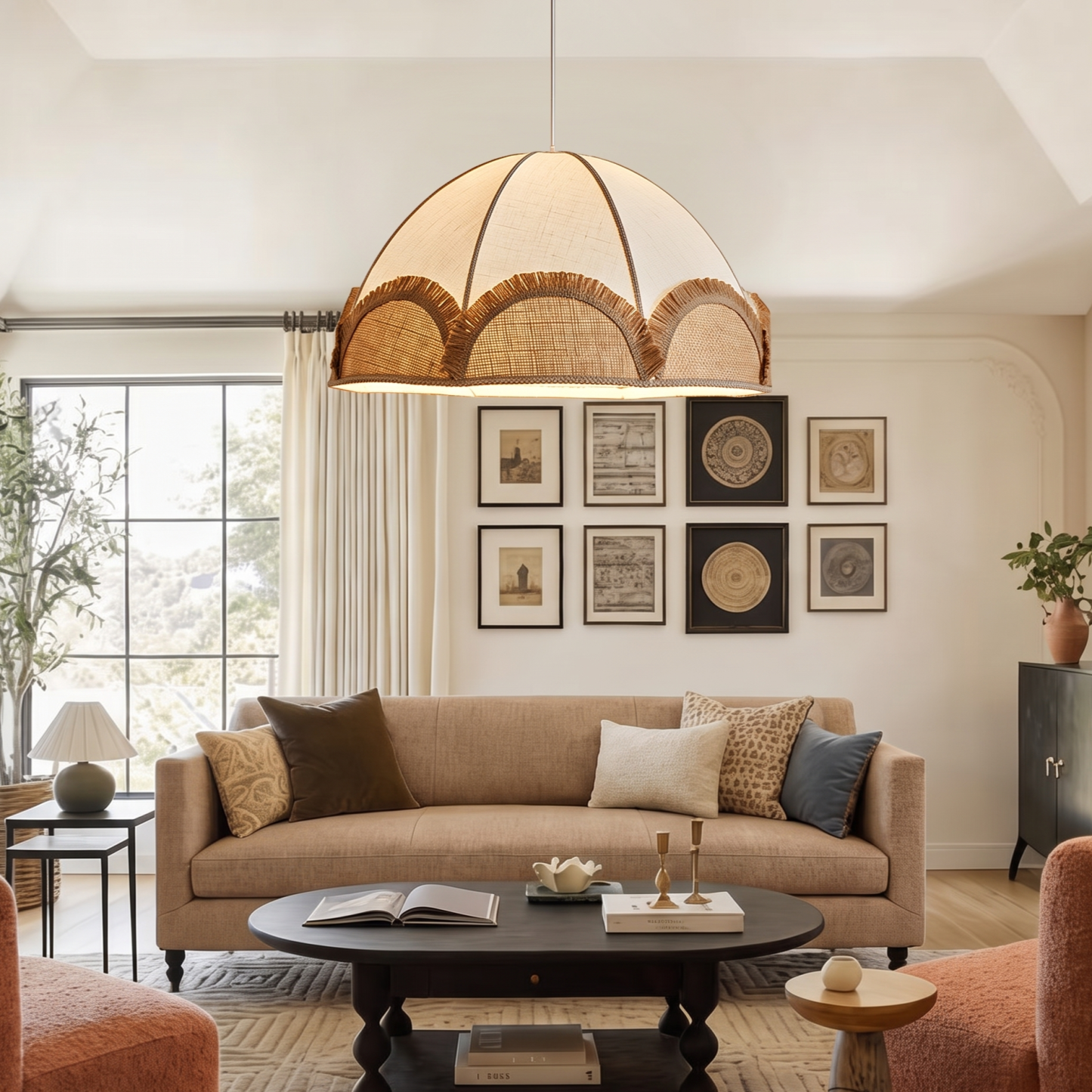 Bohemian Fringe Dome Pendant Light-Nordic Minimalism Hanging Ceiling Lamp for Dining Room Bedroom  Nursery