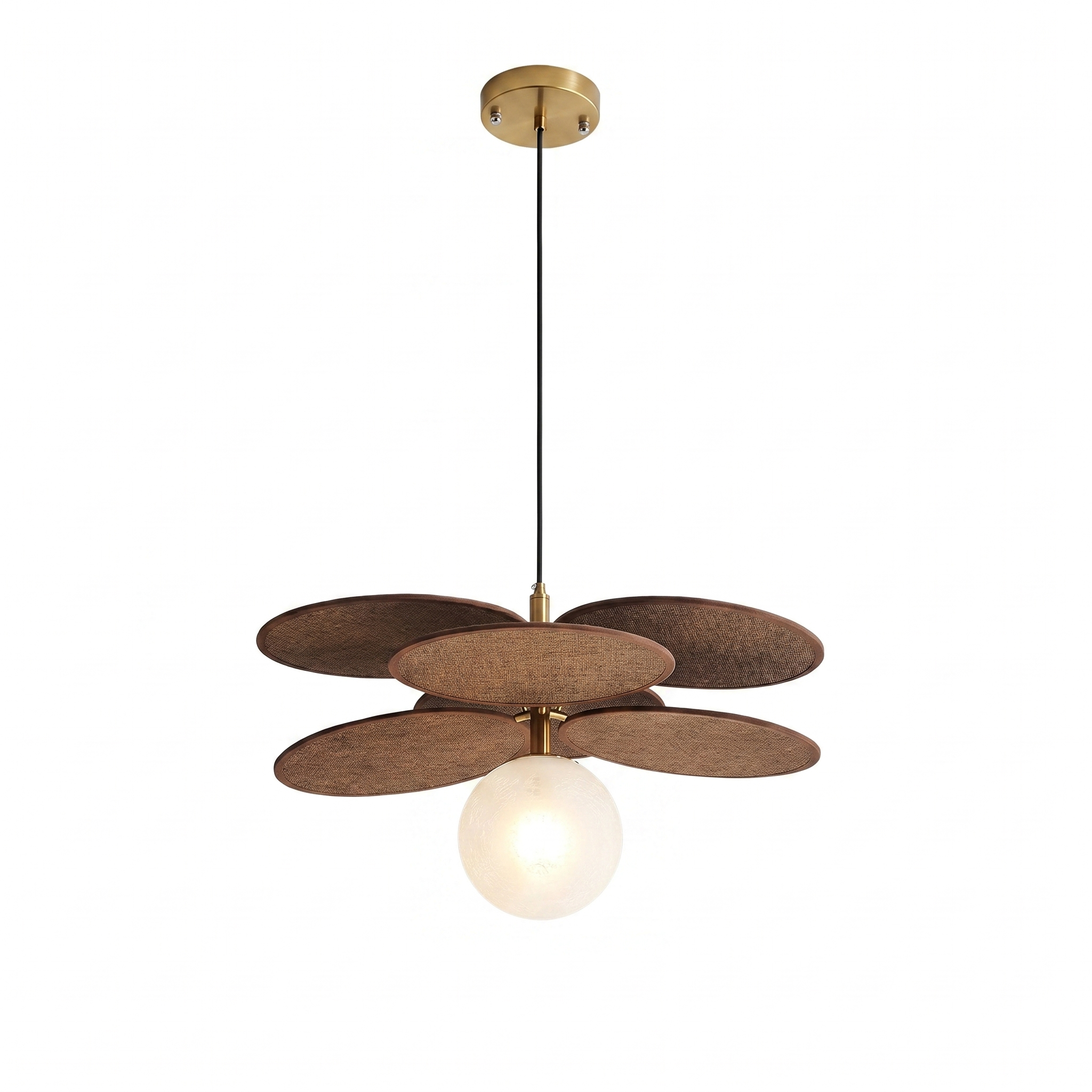 French Vintage Style Raffia Rattan Woven Dining Room Chandelier