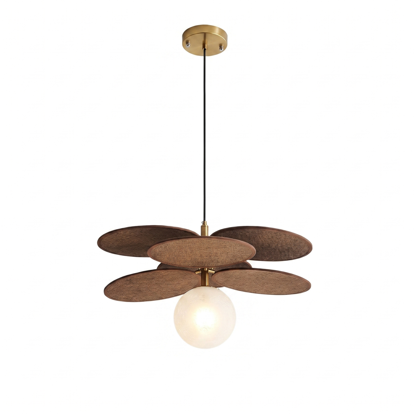 French Vintage Style Raffia Rattan Woven Dining Room Chandelier