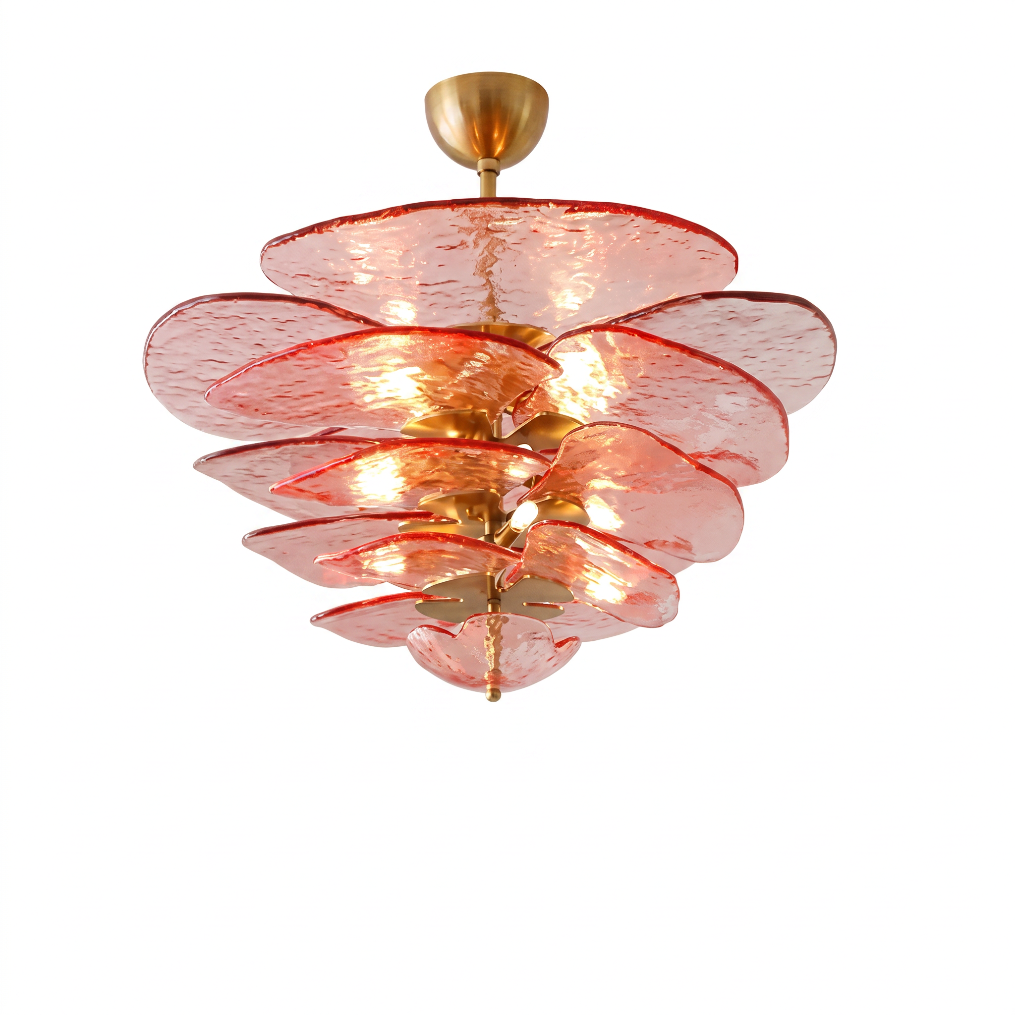 Mid-Century Modern Amber Petal Chandelier for Living Room Dining Area