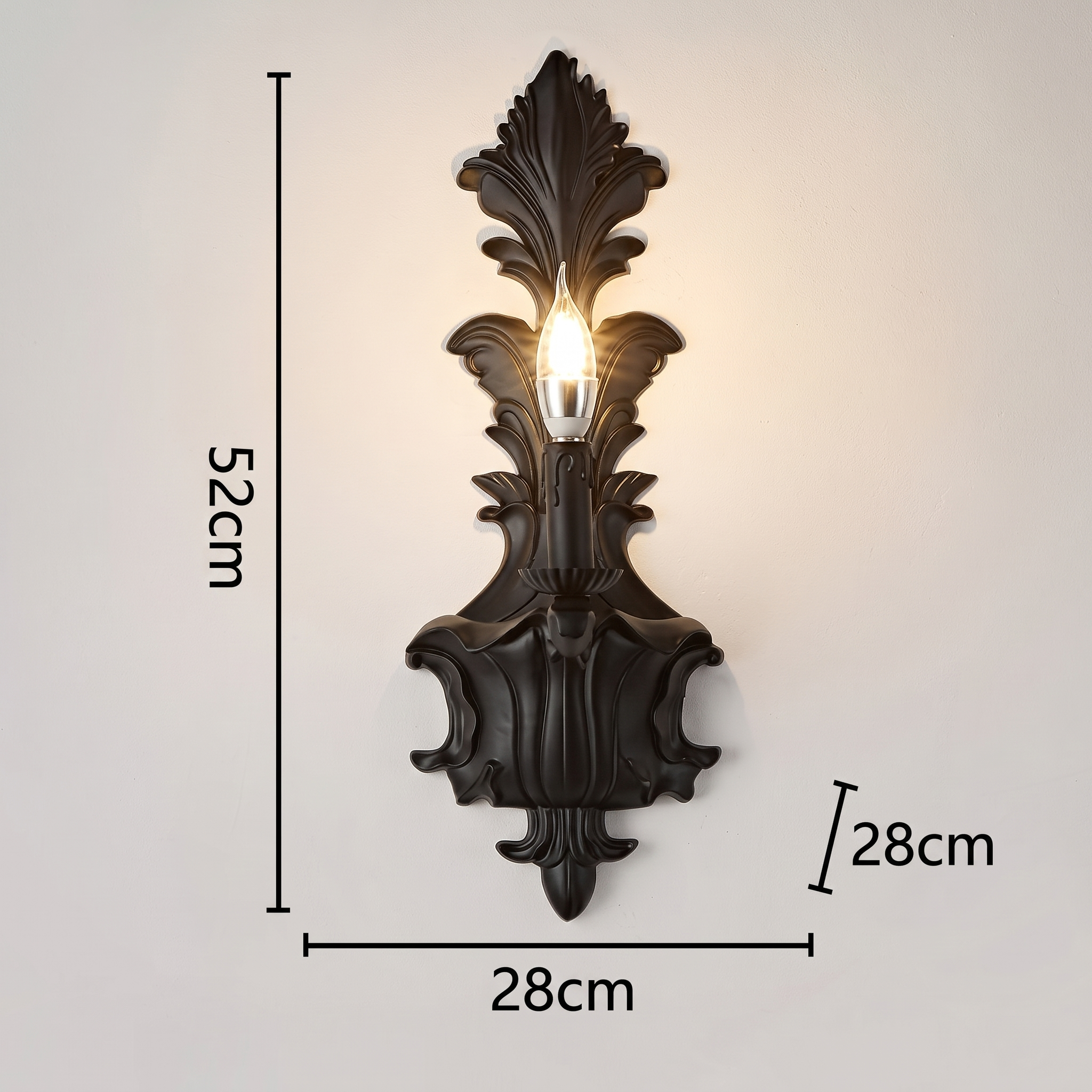 Vintage French Resin Wall Sconce -Elegant Gothic Candle Wall Light Fixture for Living Room Bedroom Hallway