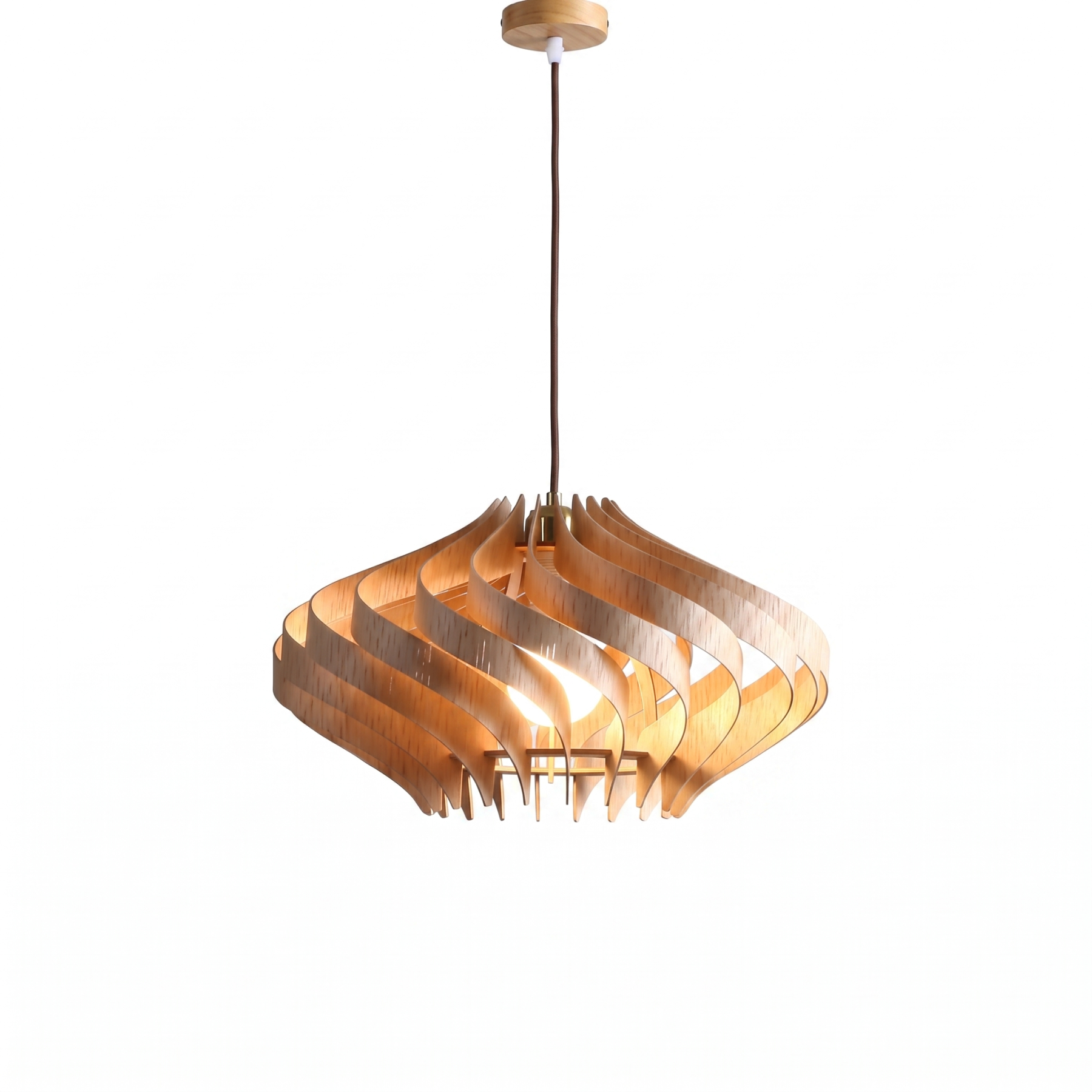 Retro Wooden Pendant Light Japandi Hanging Ceiling Lamp for Dining Room Kitchen Island Living Room